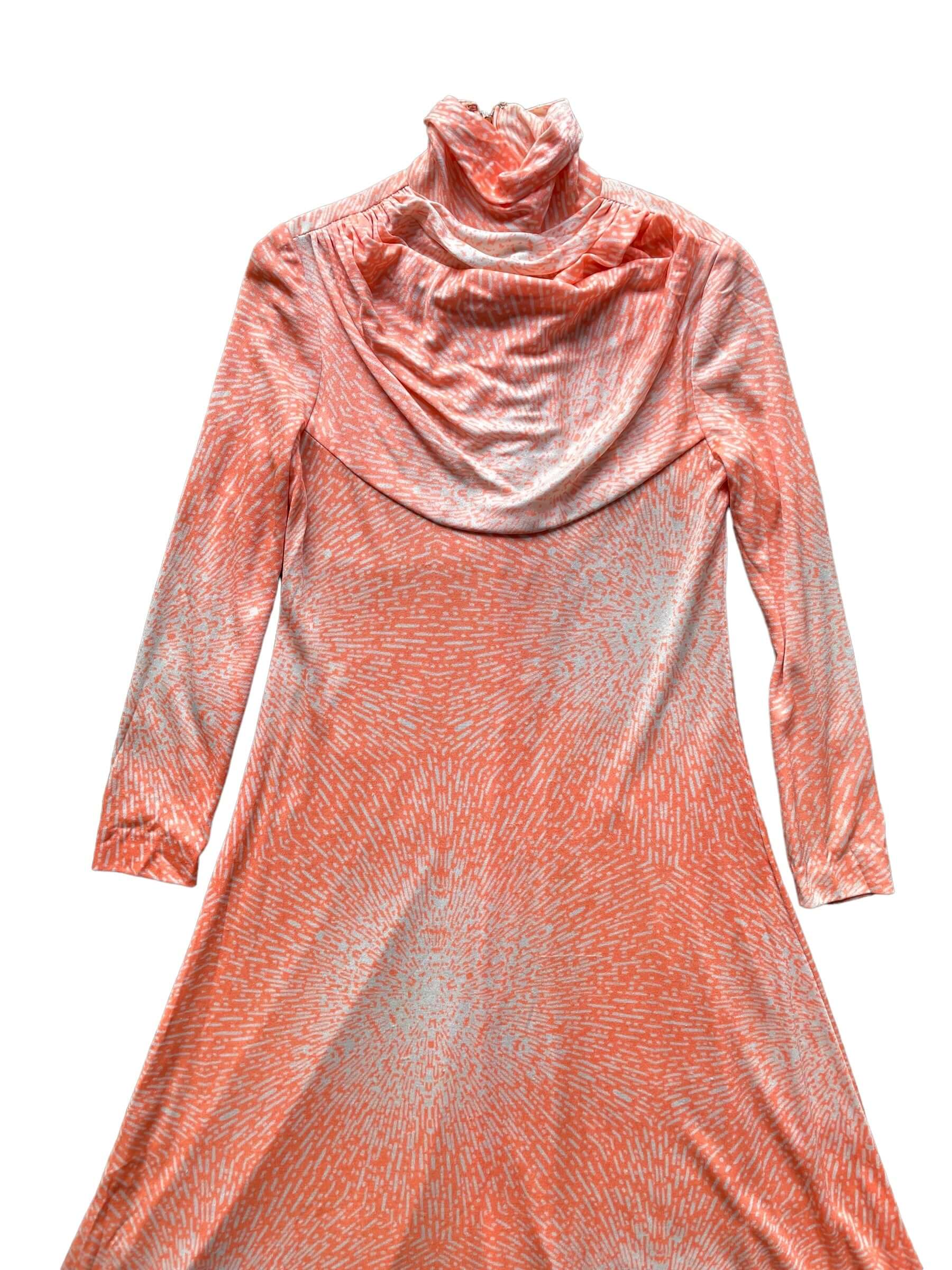 Front top view of Vintage 1970s Orange Disco Dress SZ M | Seattle True Vintage Dresses | Barn Owl Vintage Goods