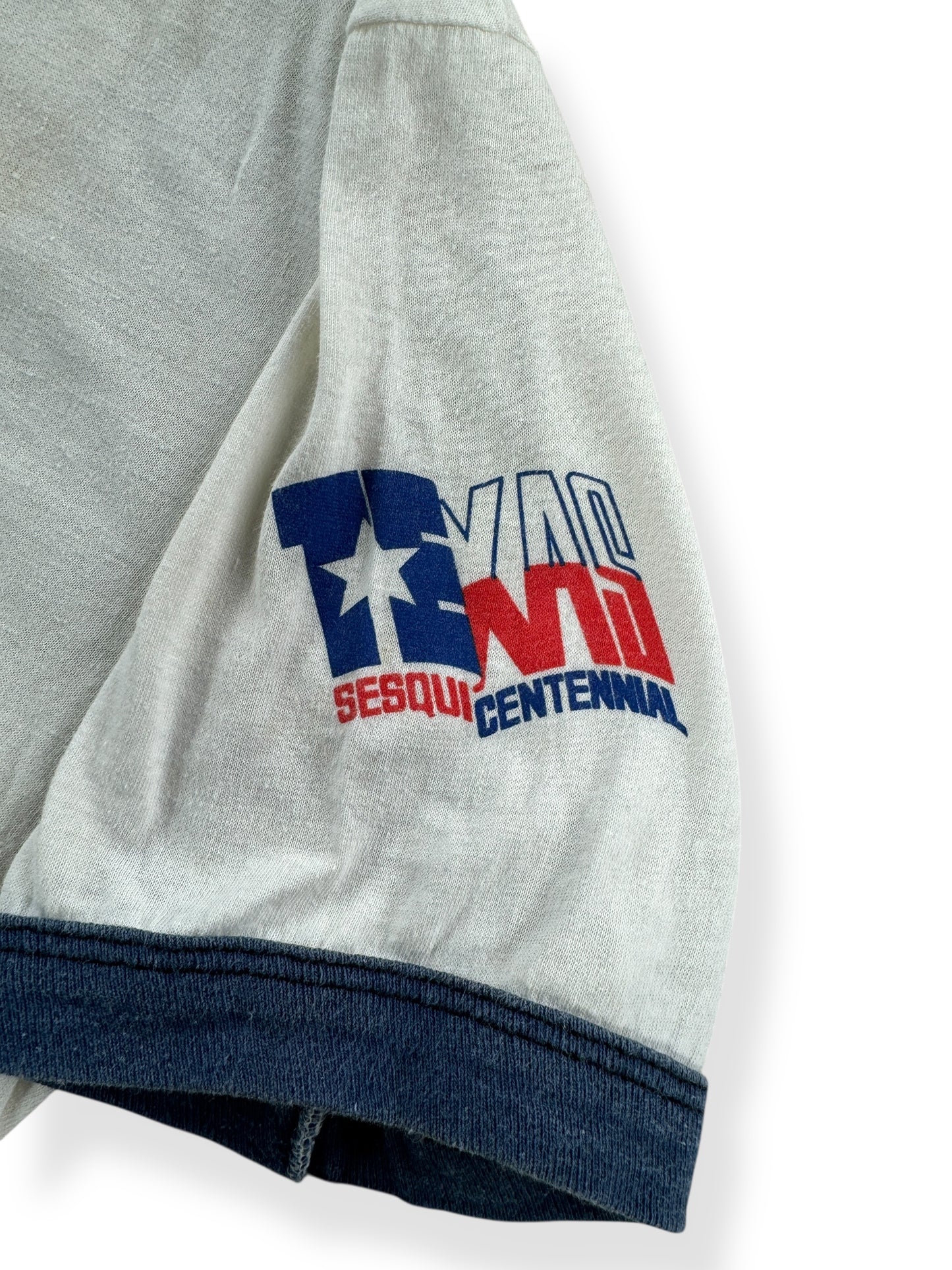 Sleeve Graphic on Vintage Texas Independence Ringer SZ S