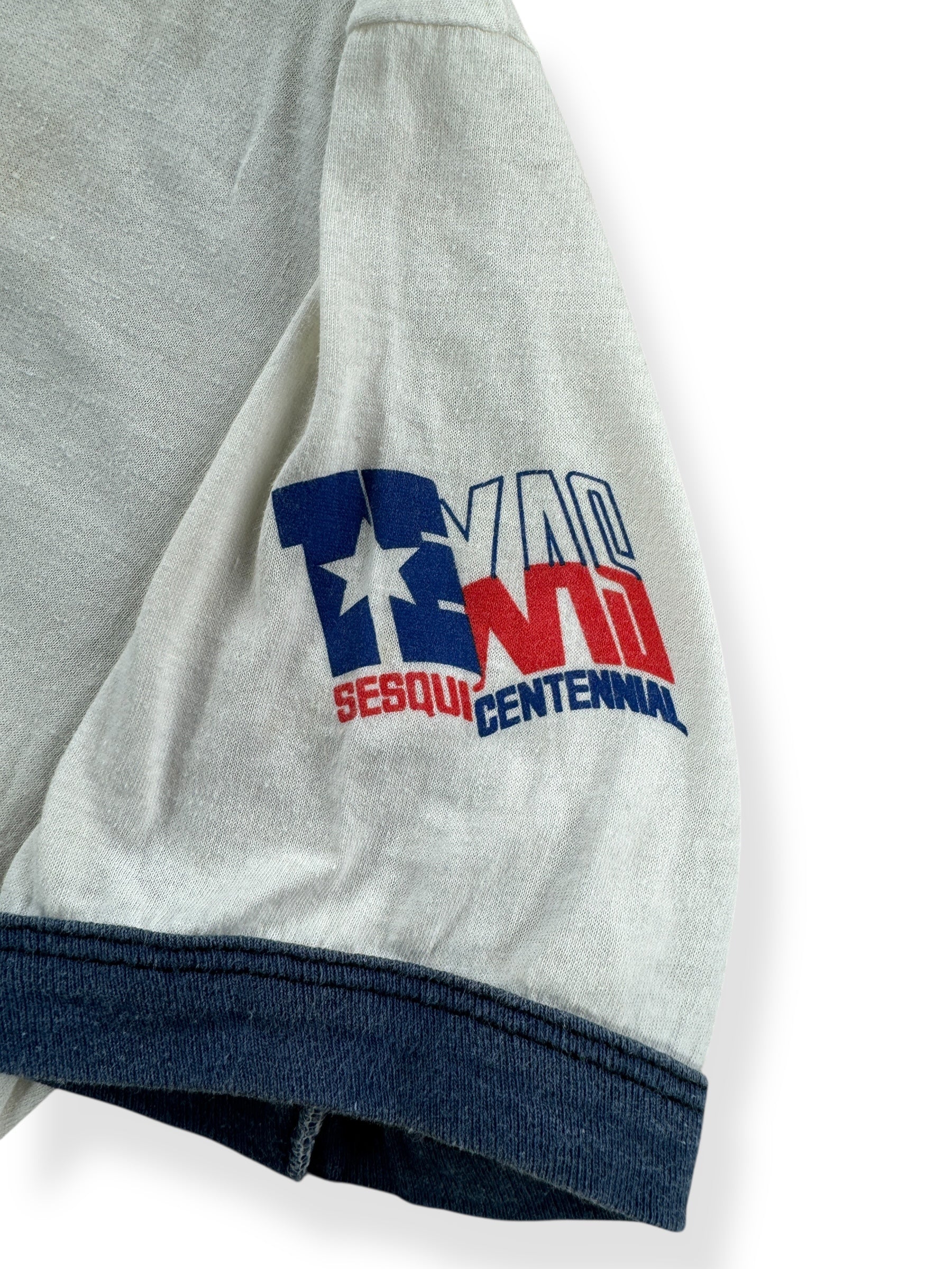 Sleeve Graphic on Vintage Texas Independence Ringer SZ S