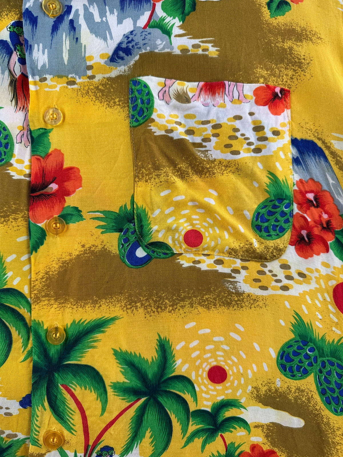 Pattern on Vintage Hawaiian Holiday Aloha Shirt SZ M