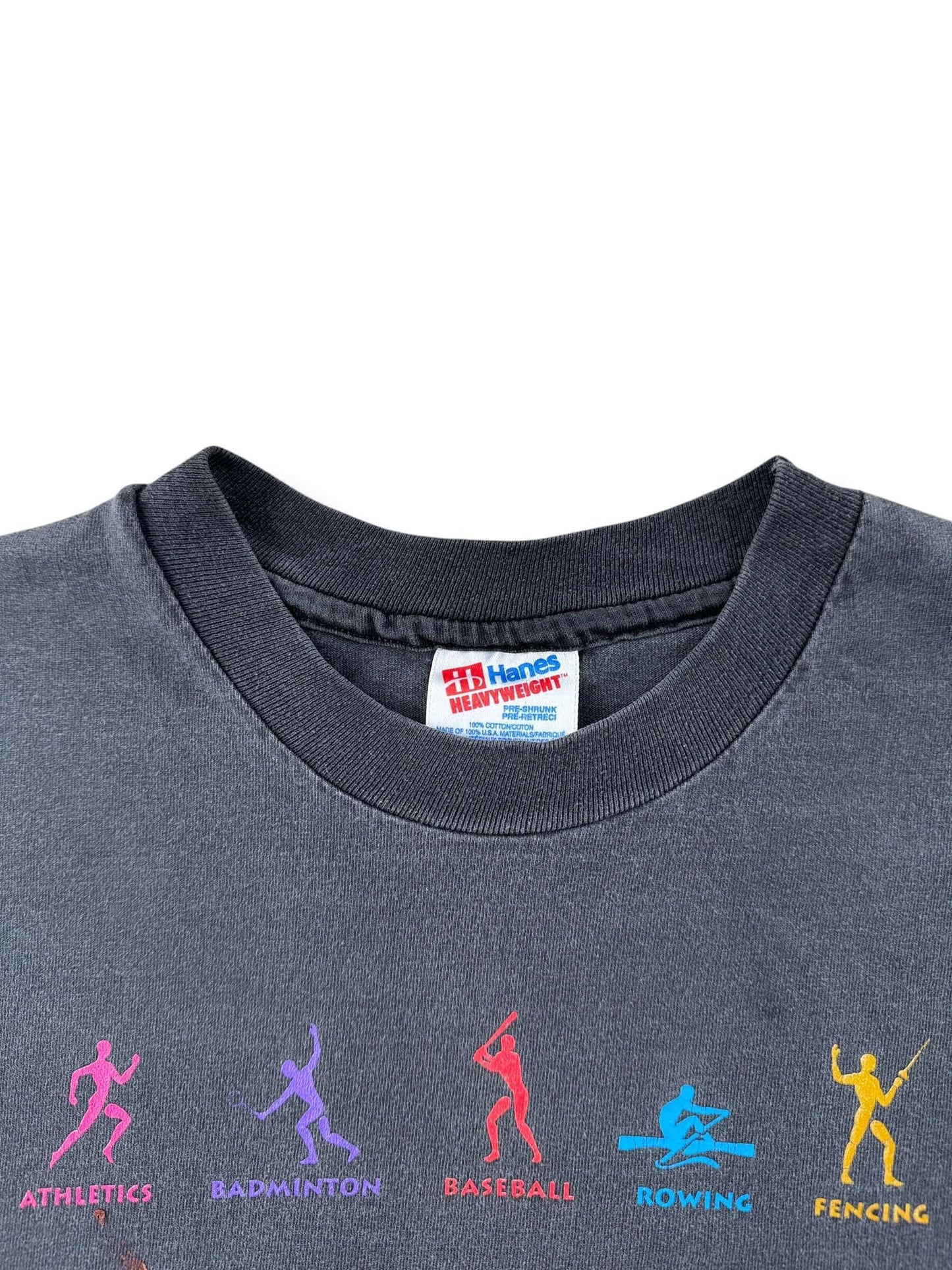 Collar on Vintage 1996 Olympics Faded Black Tee SZ M