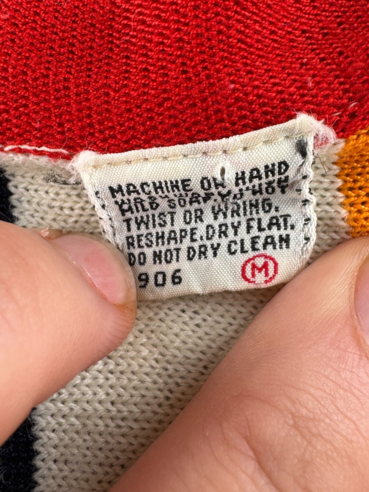 Tag on Vintage 70s Rainbow Stripe Cardigan SZ S/M