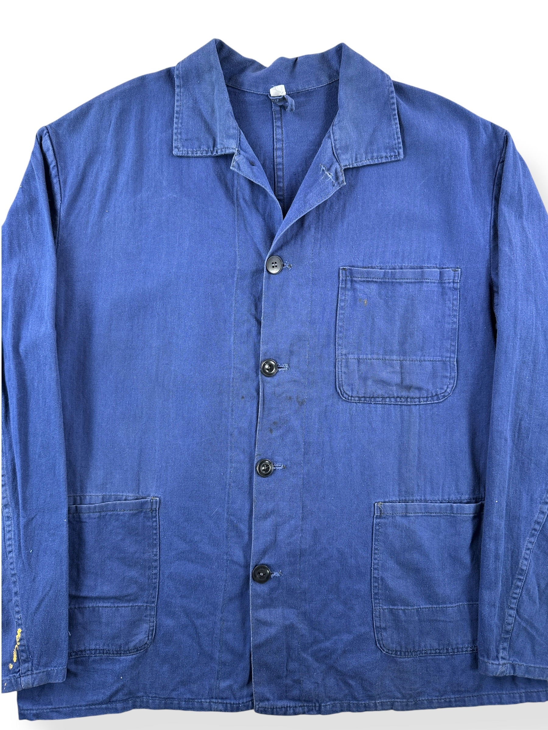 Front Close Up of Vintage Sanfor HBT French Chore Coat SZ L