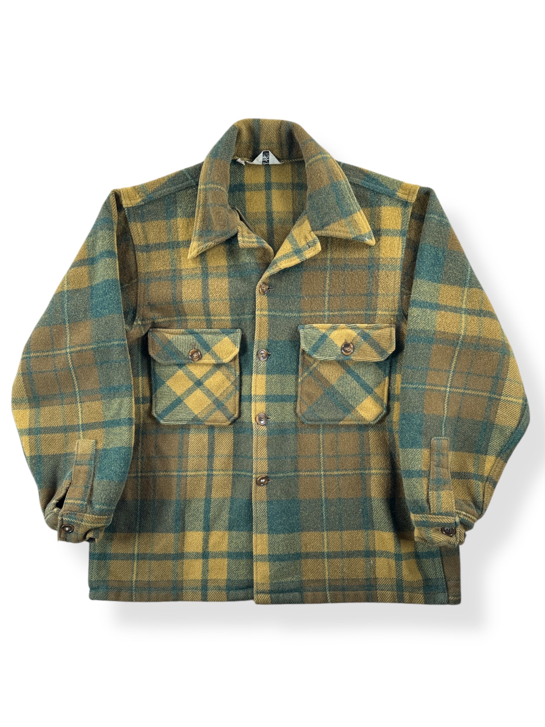 Front of Vintage Woolrich Earth Toned Wool Jacket SZ 44