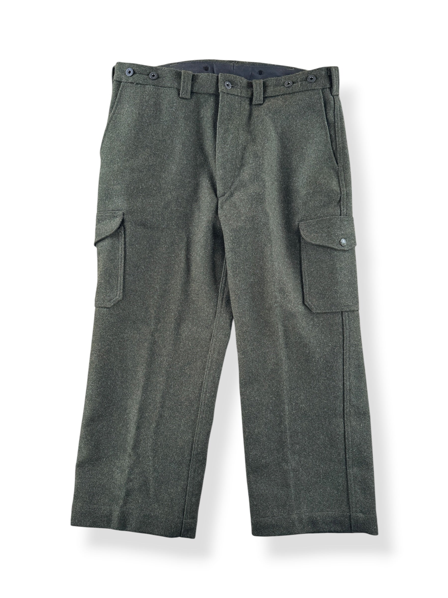 Front of Filson Forest Green Mackinaw Wool Field Pants W36 (Fits W38)