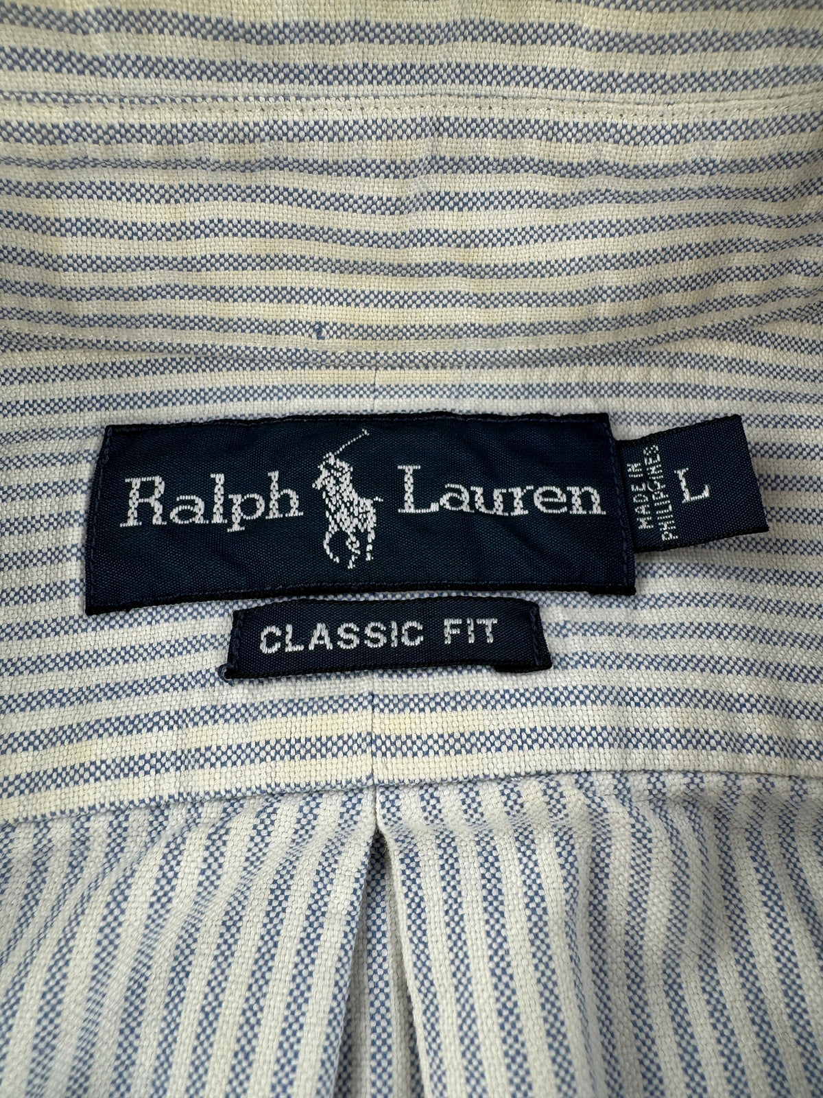 Tags on Vintage Ralph Lauren Striped Oxford Shirt SZ L