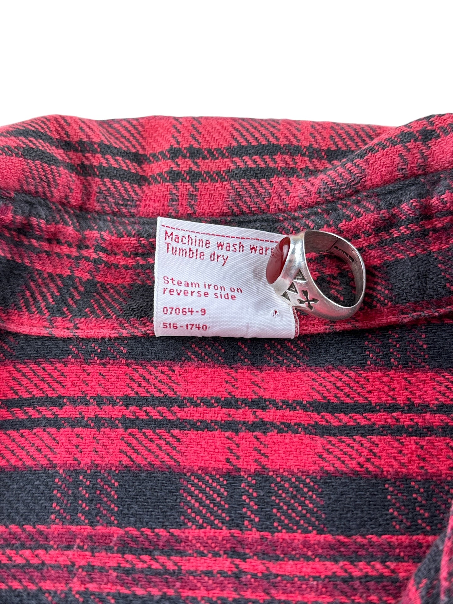 Back of tag on Vintage 1980s Big Mac Black & Red Cotton Flannel SZ L