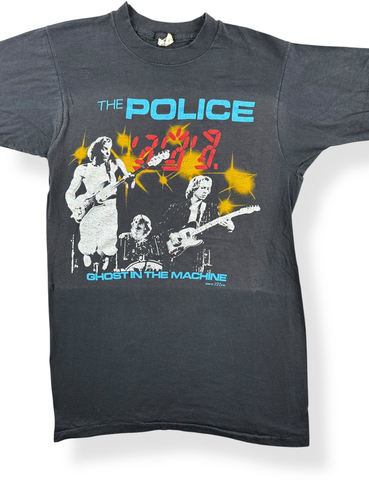 Front Close Up of Vintage Police Ghost in the Machine 1982 Tour Tee SZ S