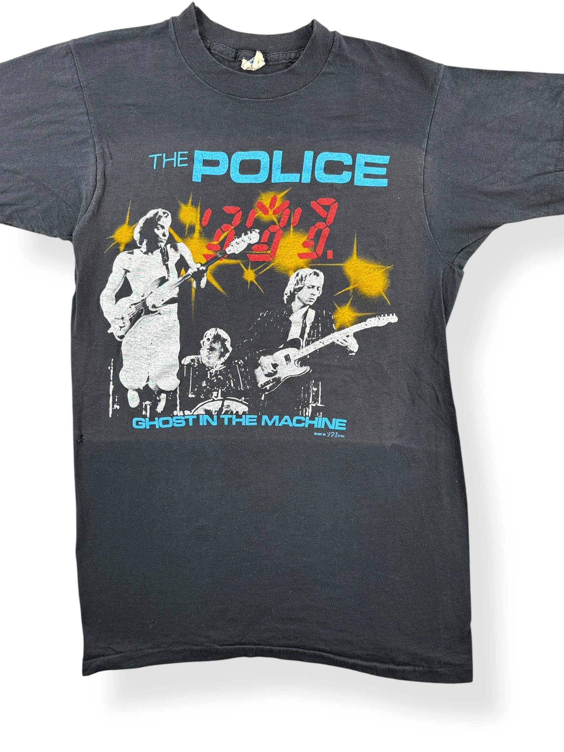 Front Close Up of Vintage Police Ghost in the Machine 1982 Tour Tee SZ S