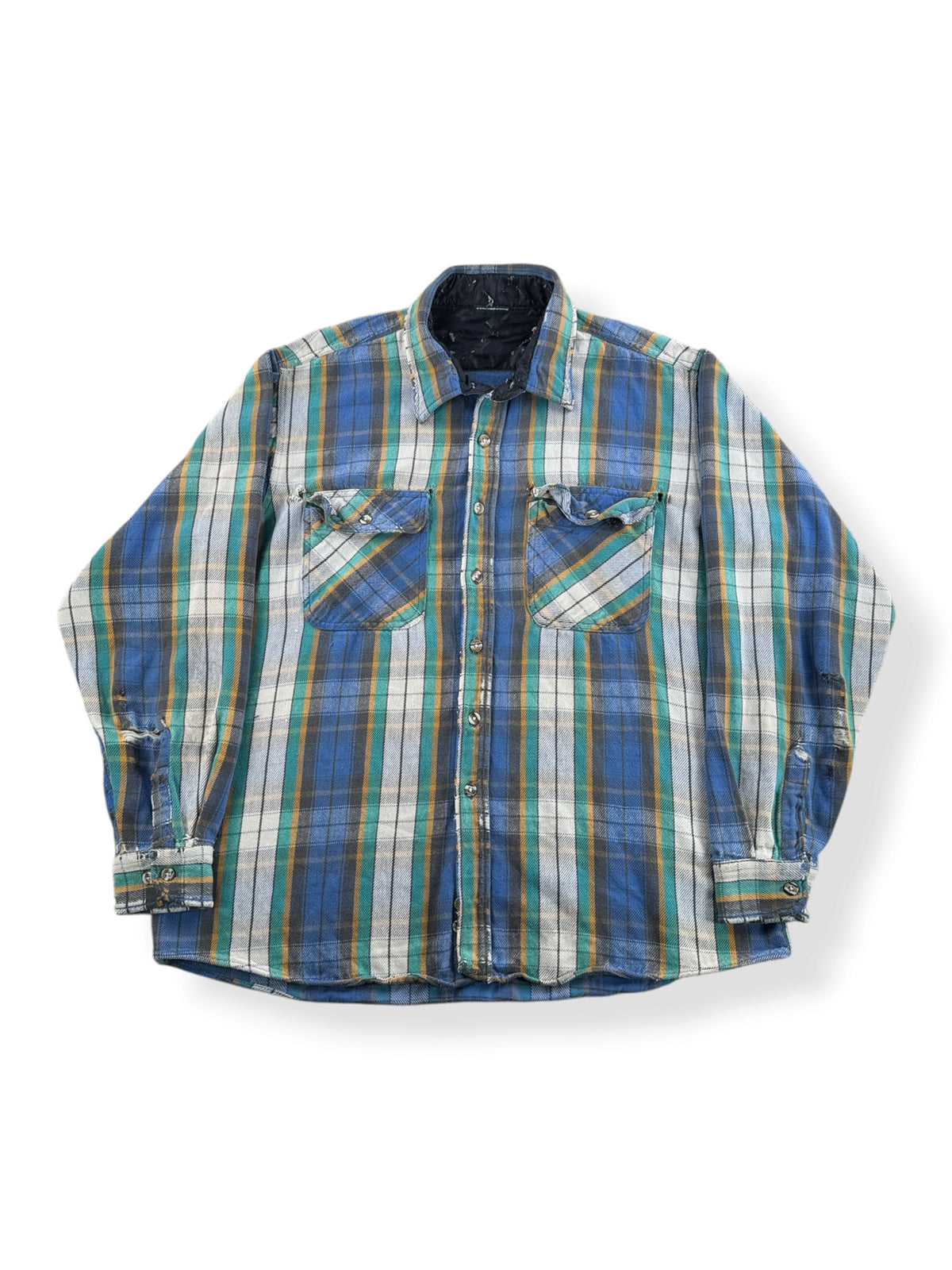 Front of Vintage 80s Thrashed Cotton Flannel SZ XL