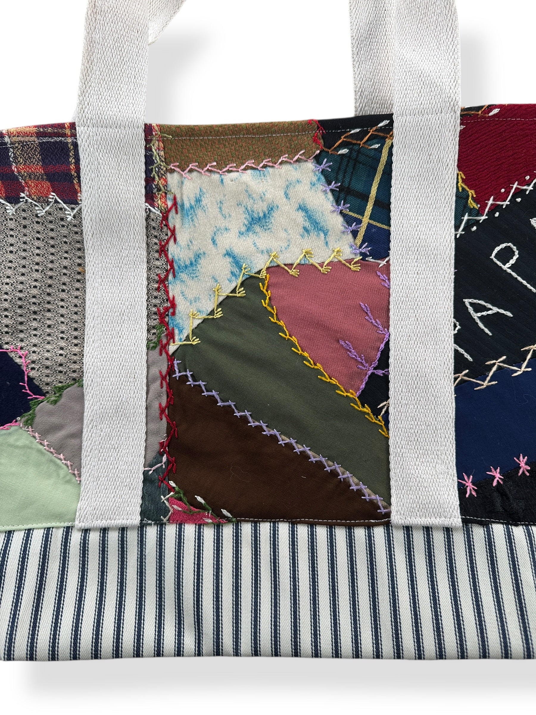 Other Side Close Up of Archive Craft X Barn Owl Vintage Quilt Tote Bag