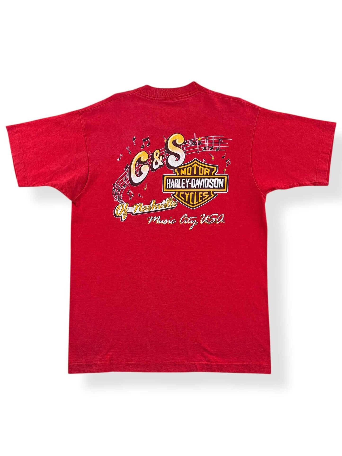Back of Vintage Red Nashville Harley Tee SZ L