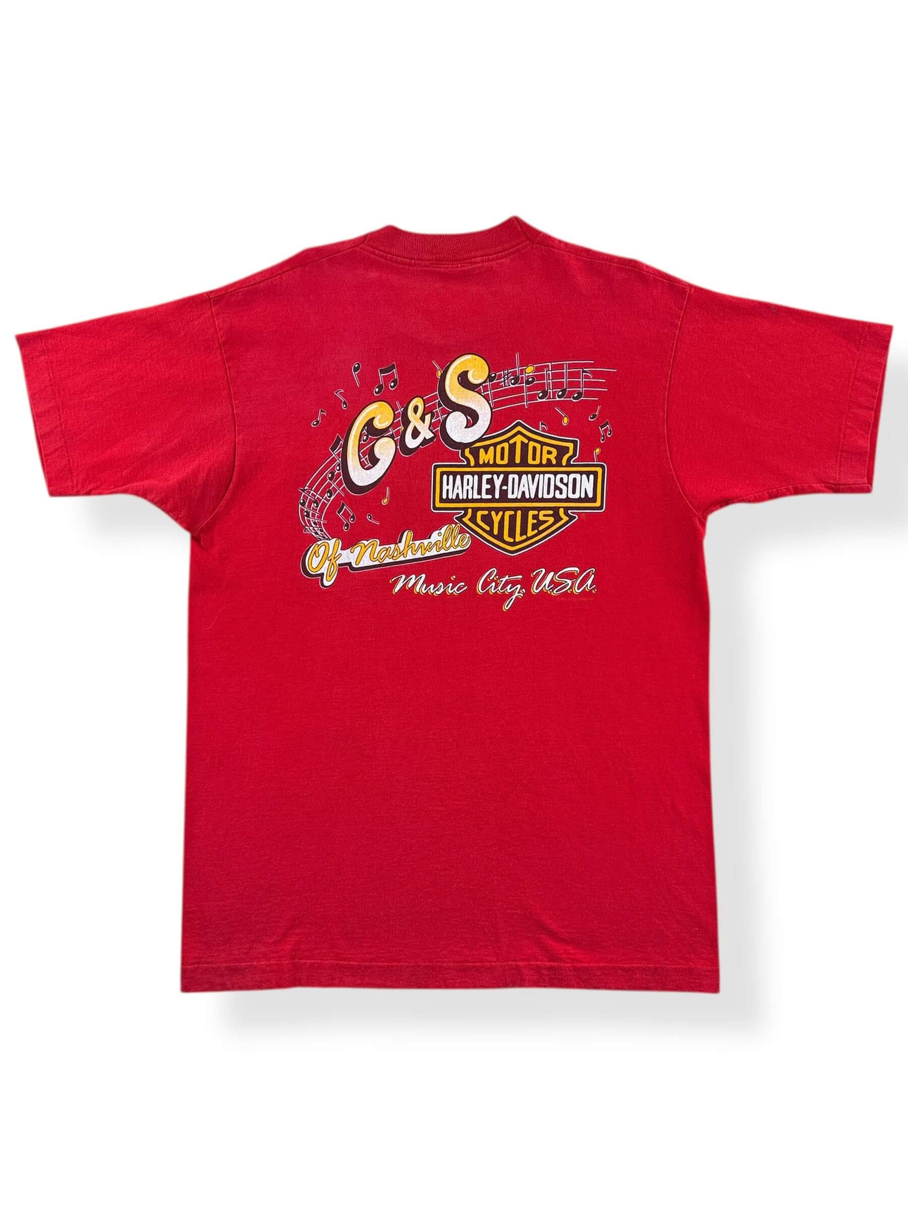 Back of Vintage Red Nashville Harley Tee SZ L