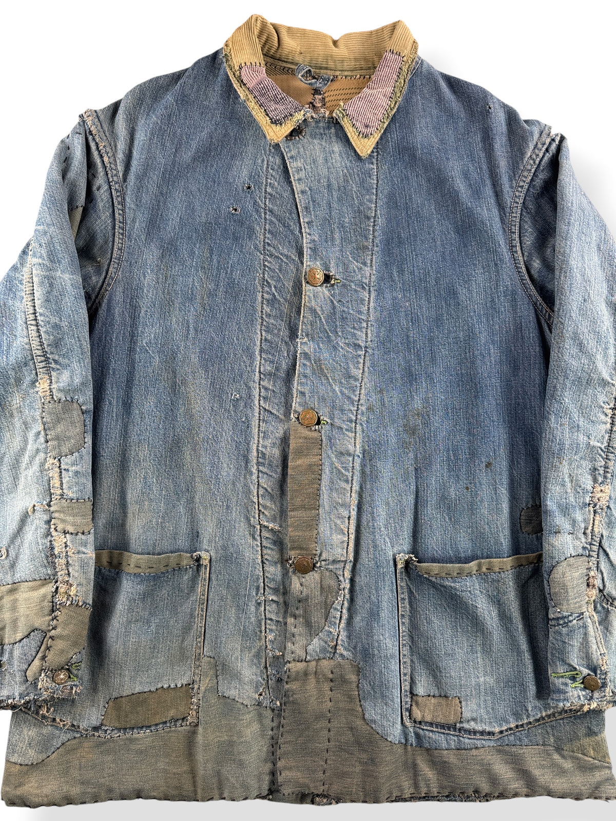 Close-up of Vintage 1940s Oshkosh Chore Coat SZ XL