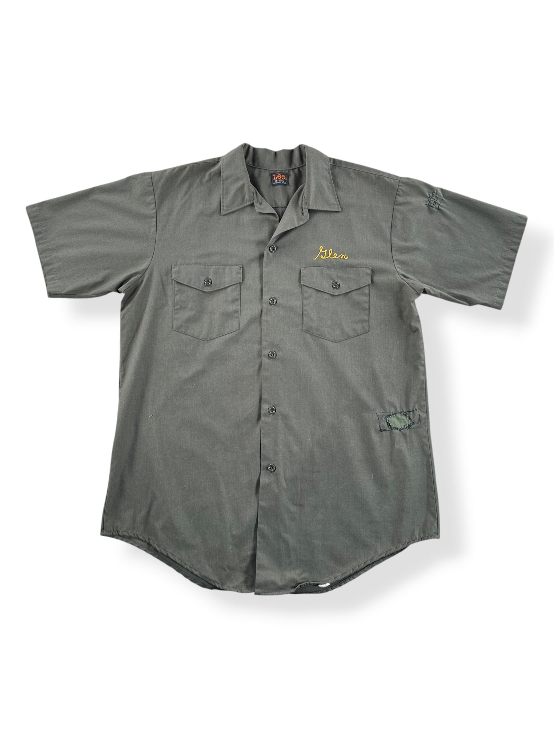 Front of Vintage 50's Lee Drennen Motors Mechanic Shirt SZ M