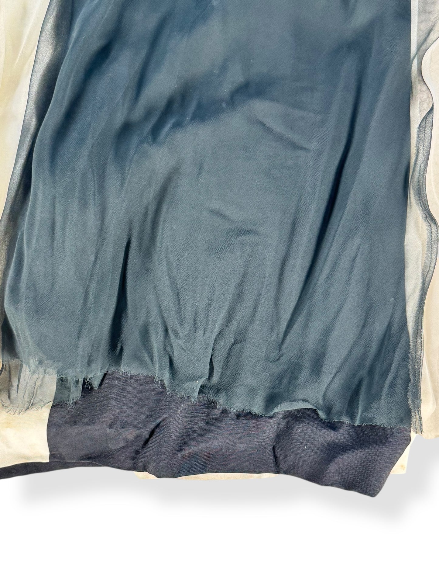 Frayed hem of 1960s Wounded Bird Colorblock Chiffon Maxi Dress L
