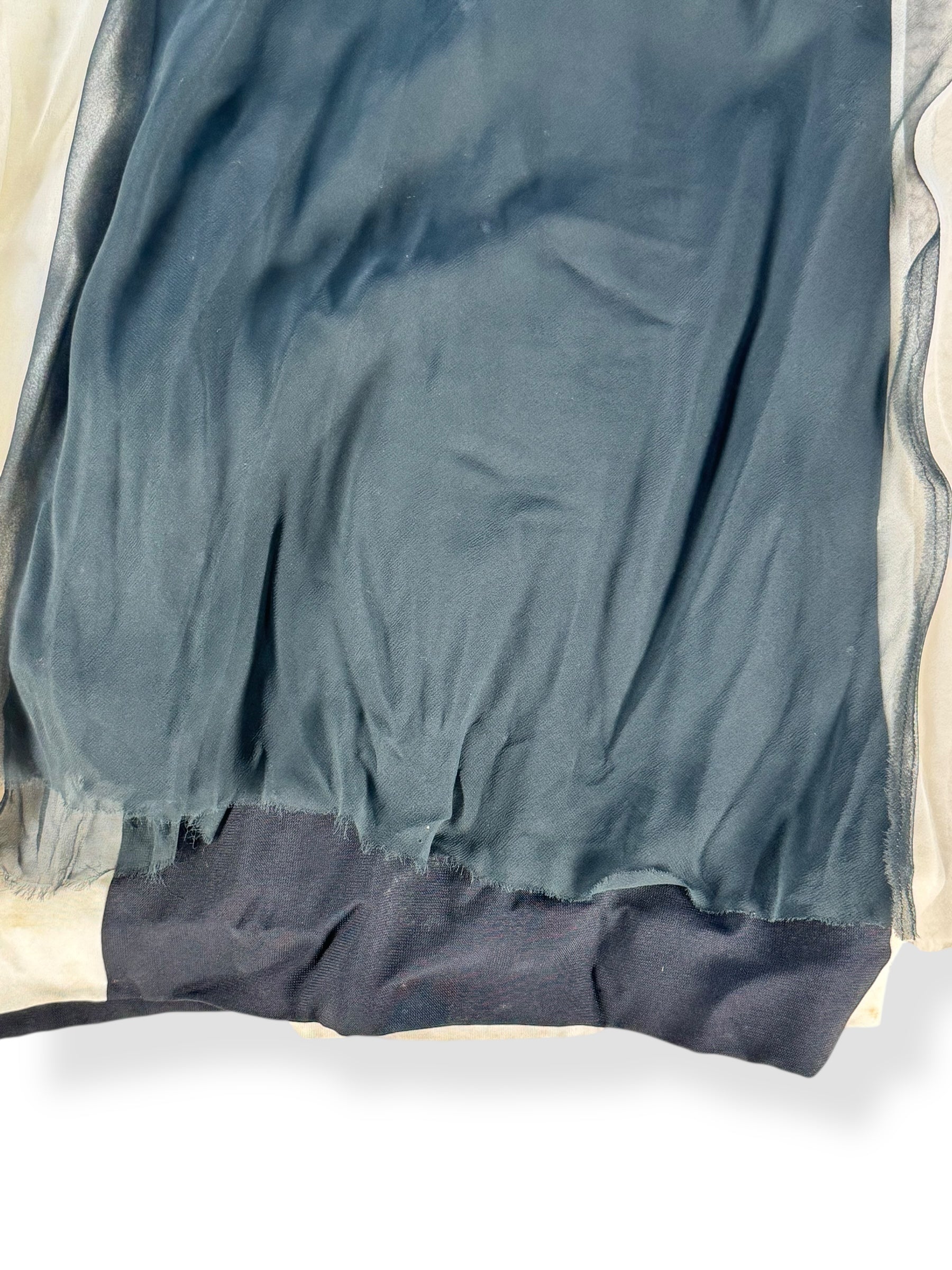 Frayed hem of 1960s Wounded Bird Colorblock Chiffon Maxi Dress L