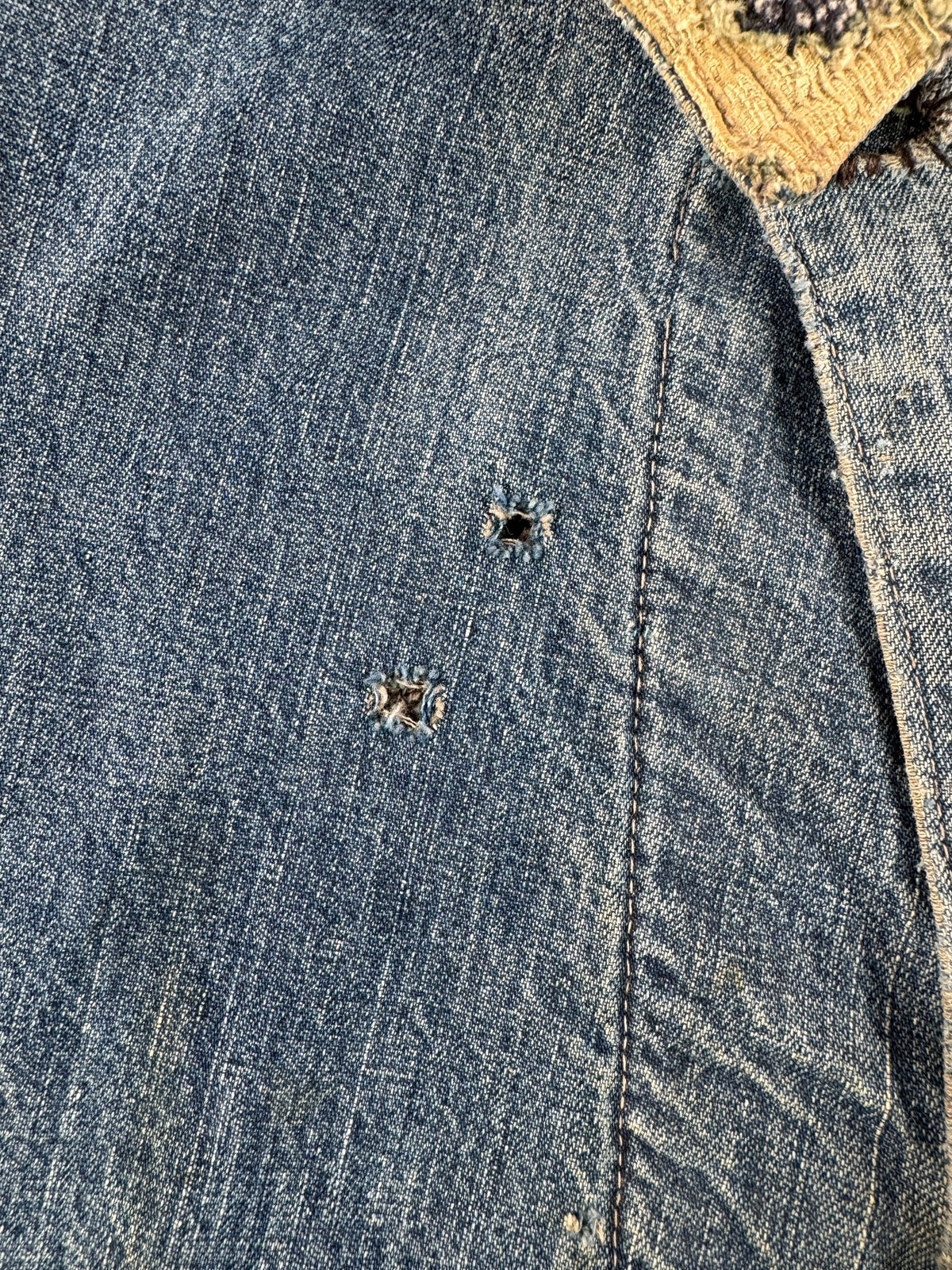 Small holes on front of Vintage 1940s Oshkosh Chore Coat SZ XL