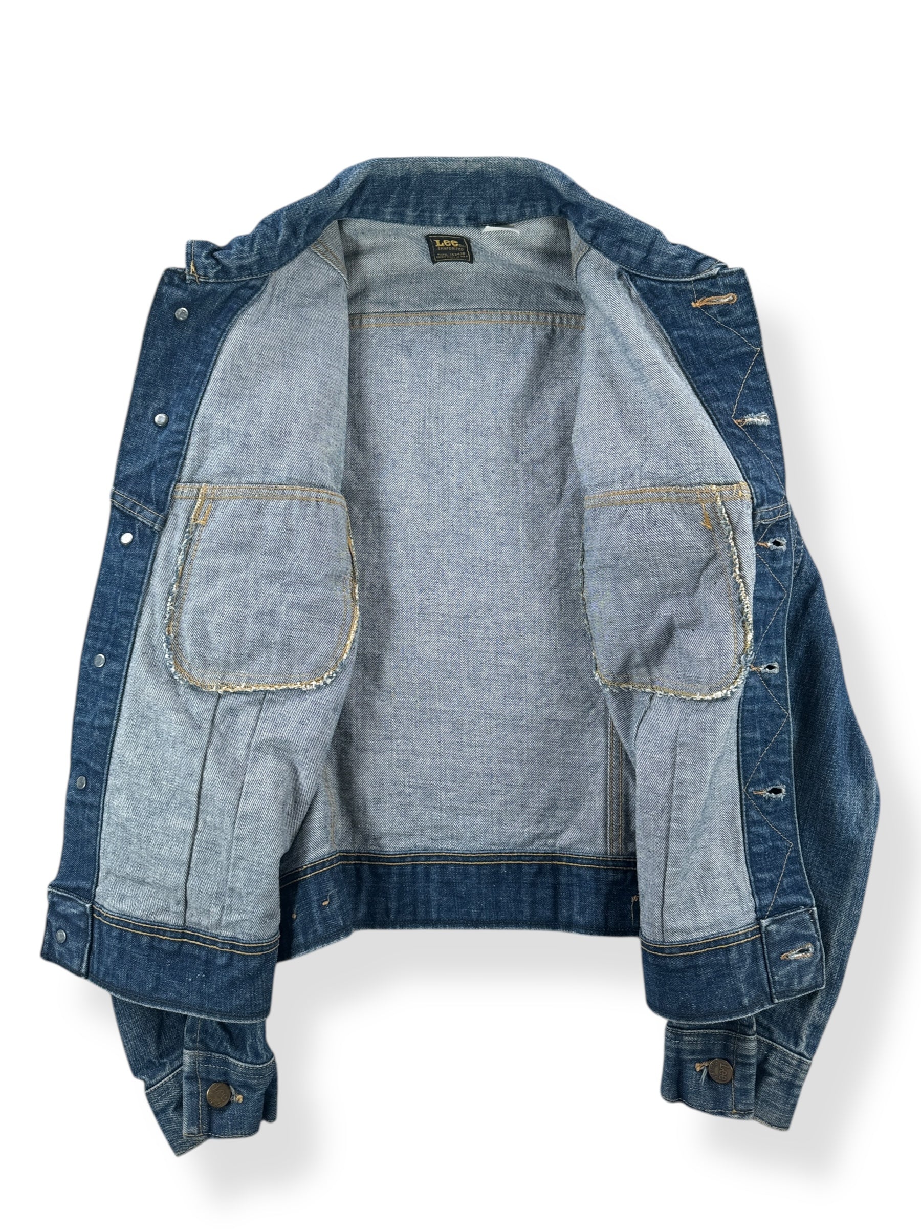 Inside of Vintage Dark Lee Sanforized Denim Jacket SZ M