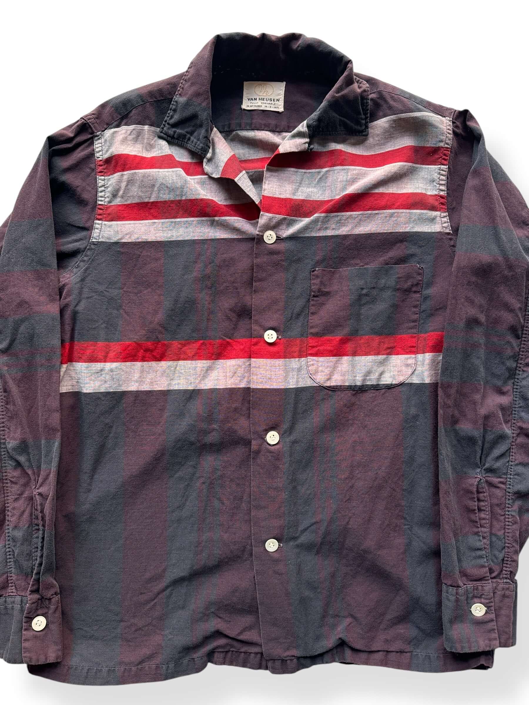 Front Graphic of Vintage Van Heusen Striped Loop Collar Shirt SZ S