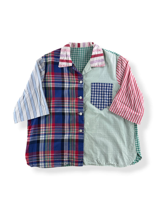 Front of Vintage Cotton Patchwork Shirt SZ M