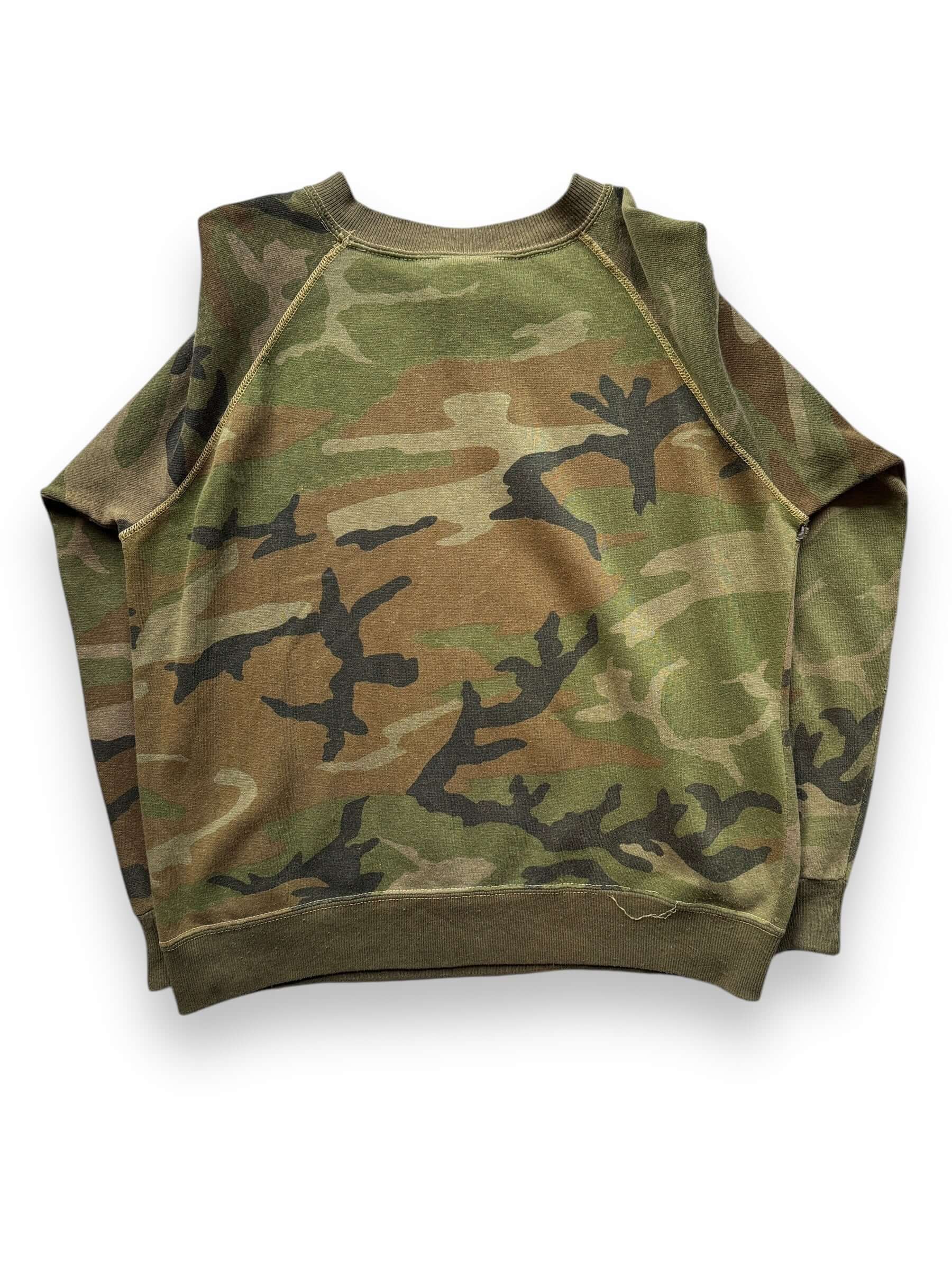 back of Vintage Basset Walker Camo Crewneck SZ M