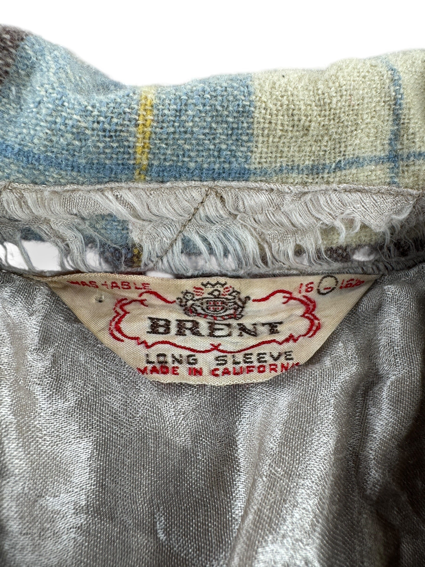 Label on Vintage 1950s Brent Wool Board Shirt SZ 16 - 16 1/2 (Fits S/M)