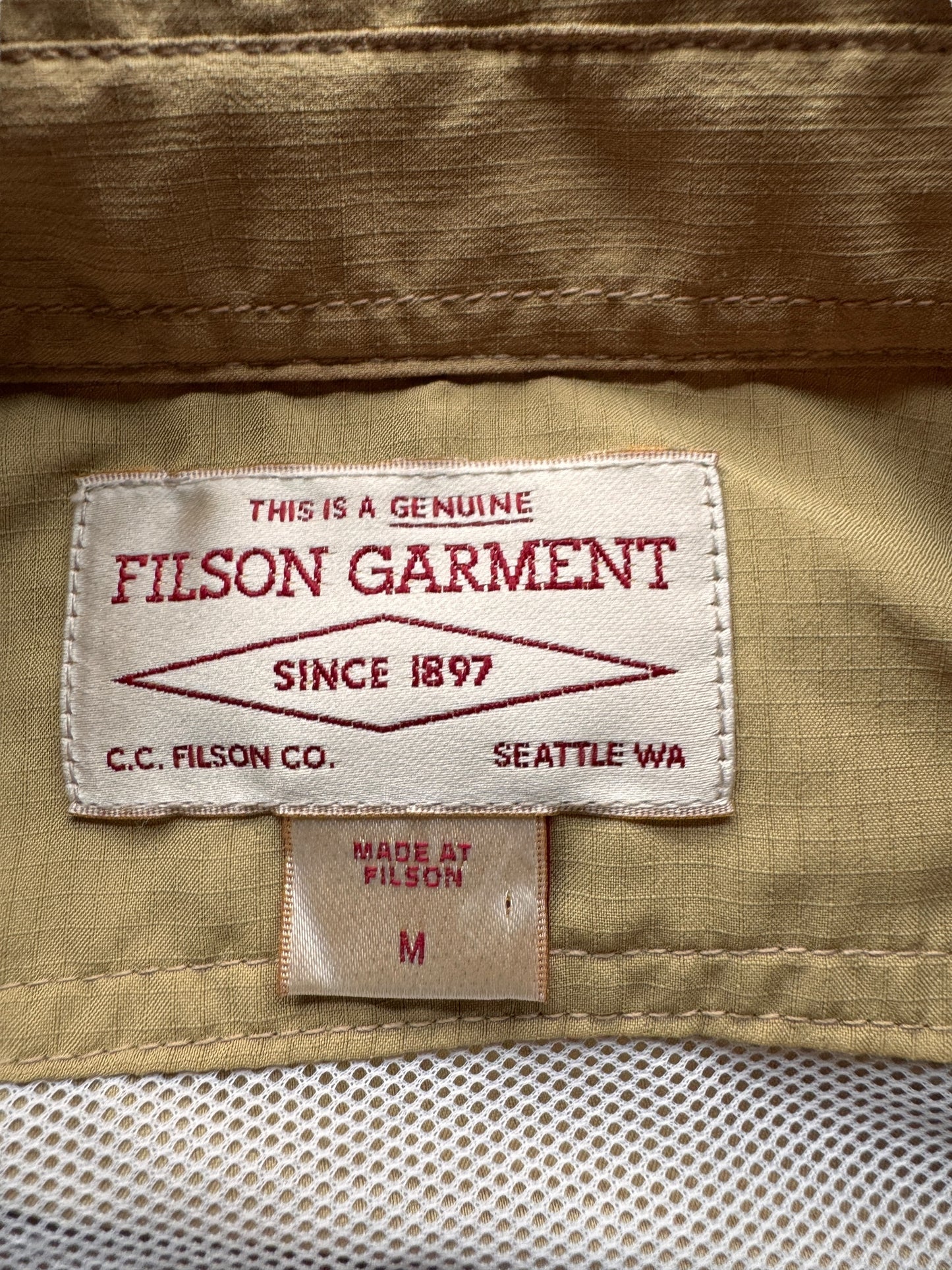 Tag on Filson Yellow Angler Shirt SZ M