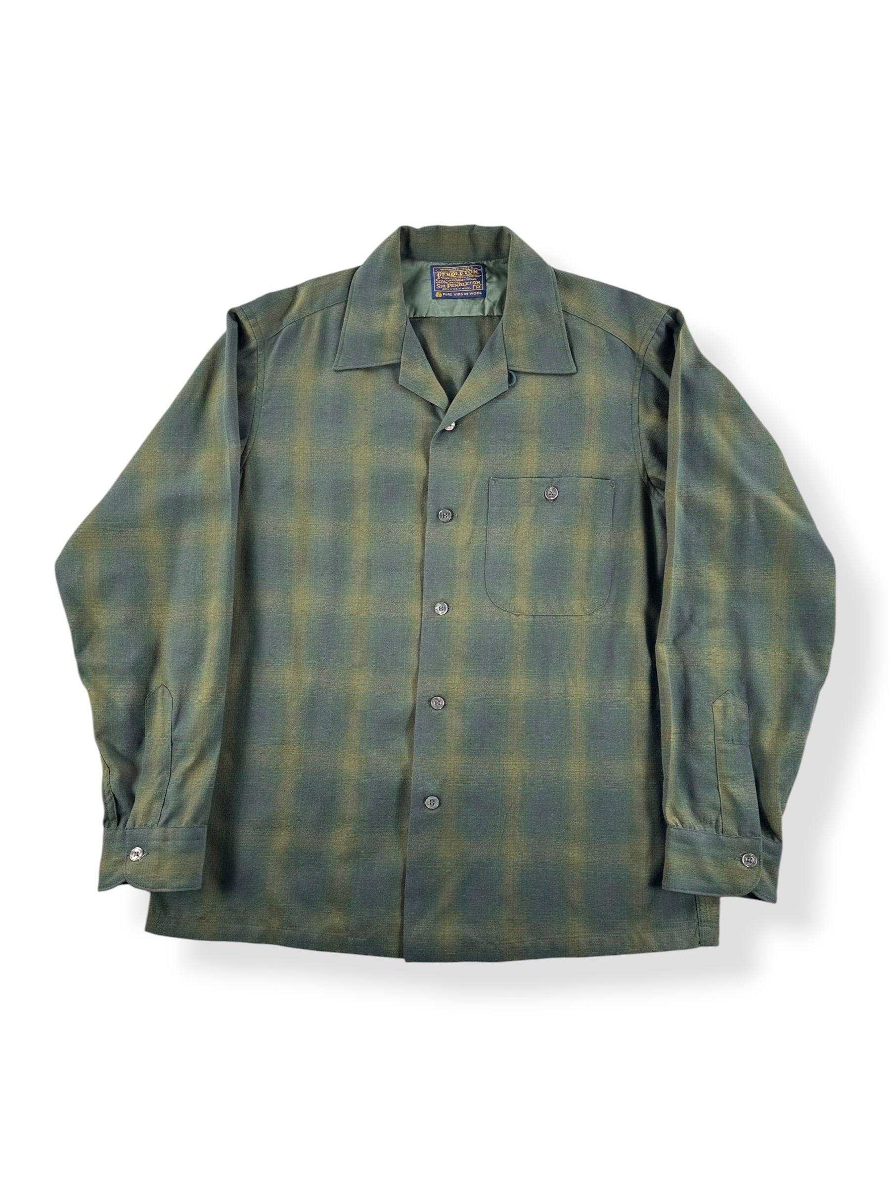 Front of Vintage Sir Pendleton Green Shadow Plaid Shirt SZ M
