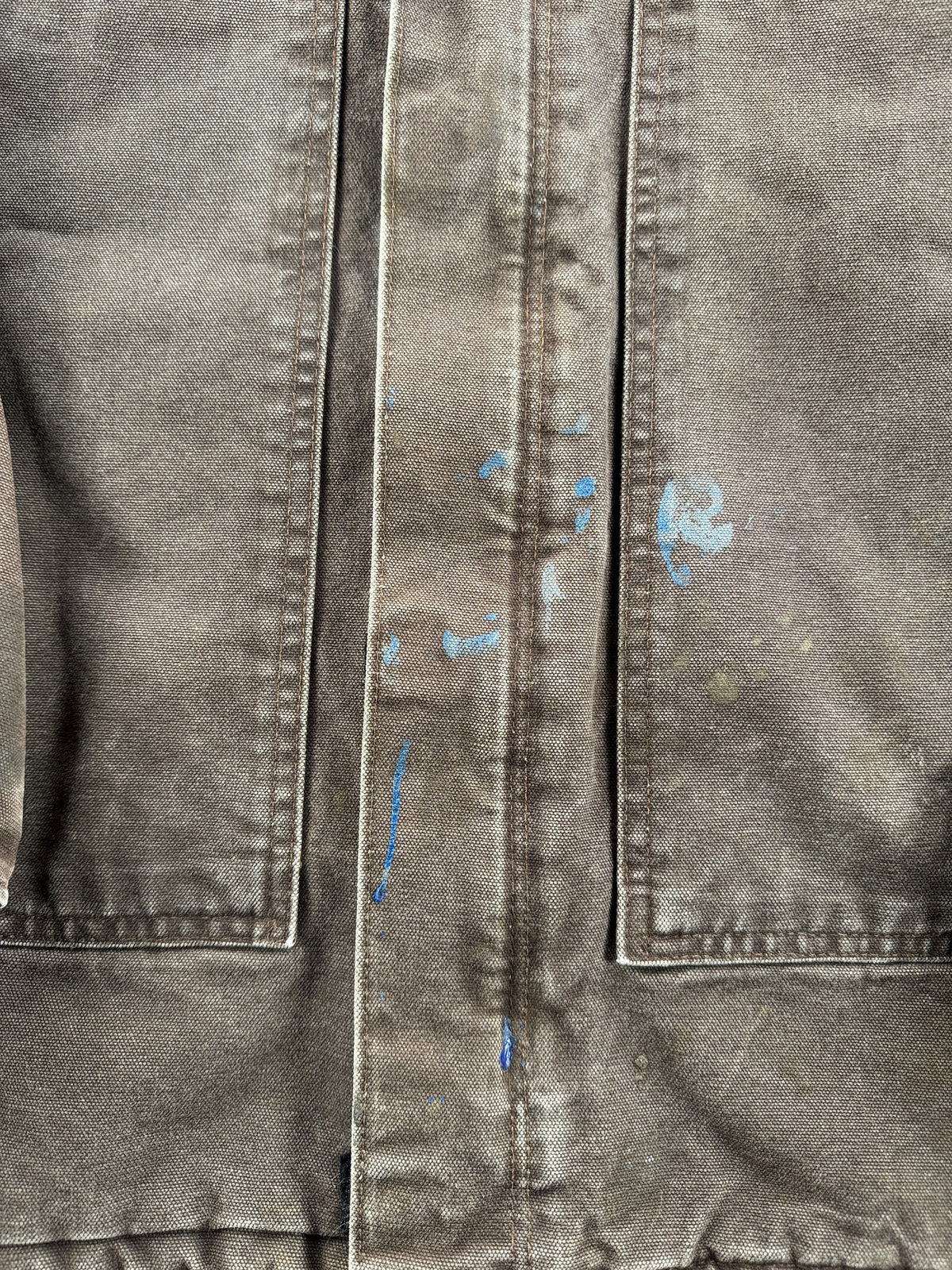 Paint on front of Vintage Carhartt Arctic Jacket Faded Brown SZ M-T