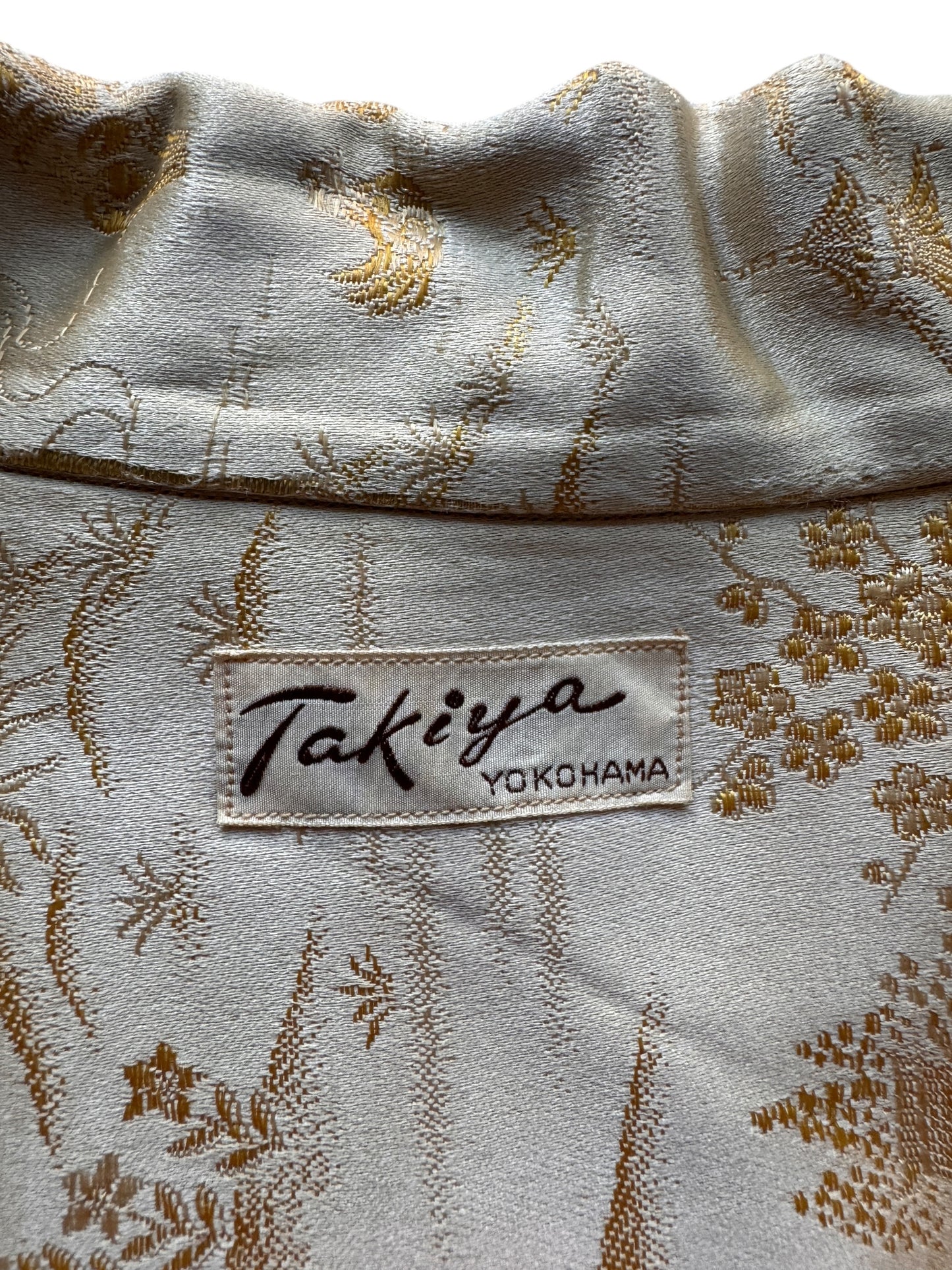 Tag on Vintage Takiya Silk Souvenir Loop Collar Shirt SZ XL