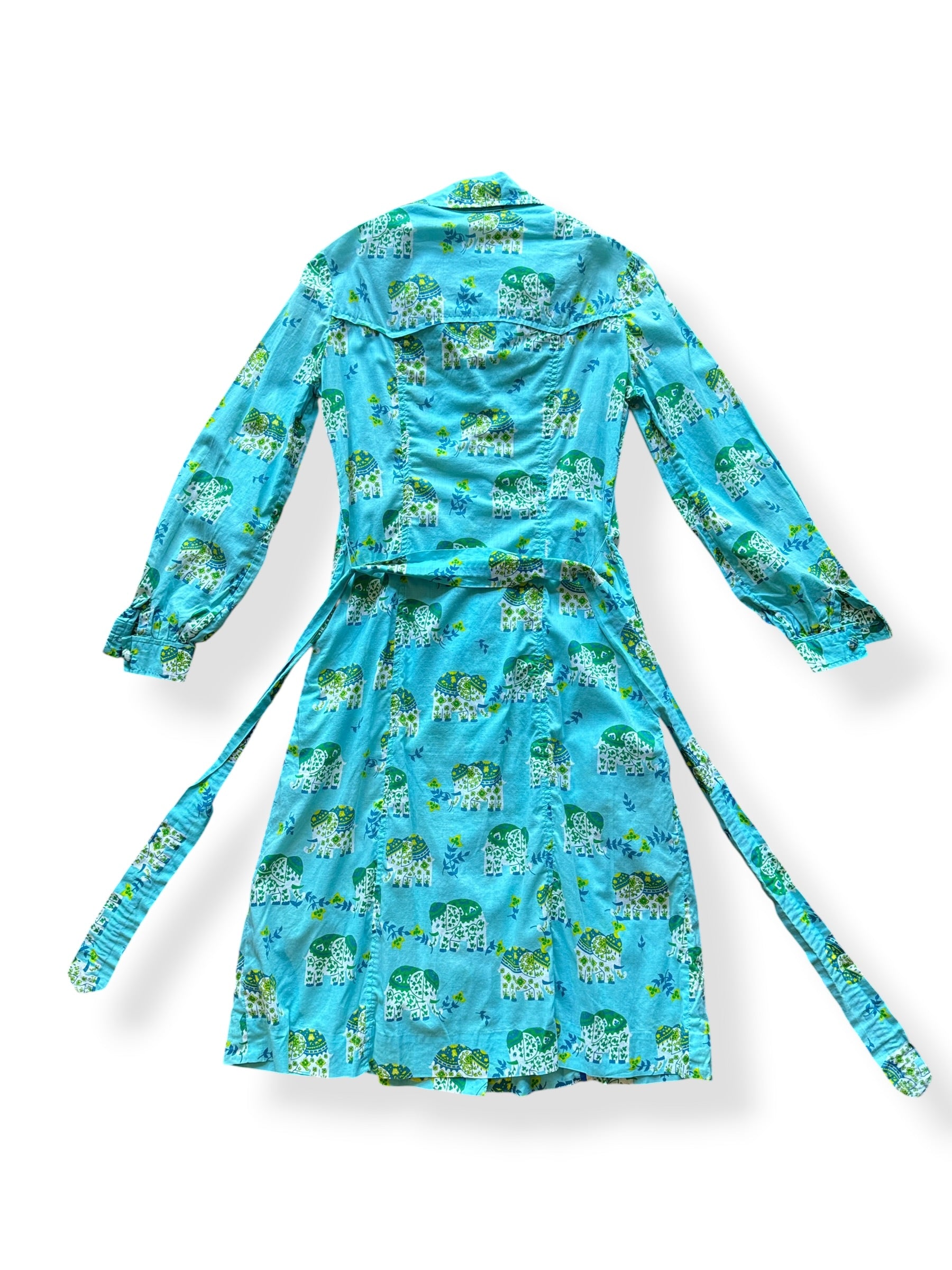 Back of Vintage Casi Belted Elephant Print Dress SZ 10