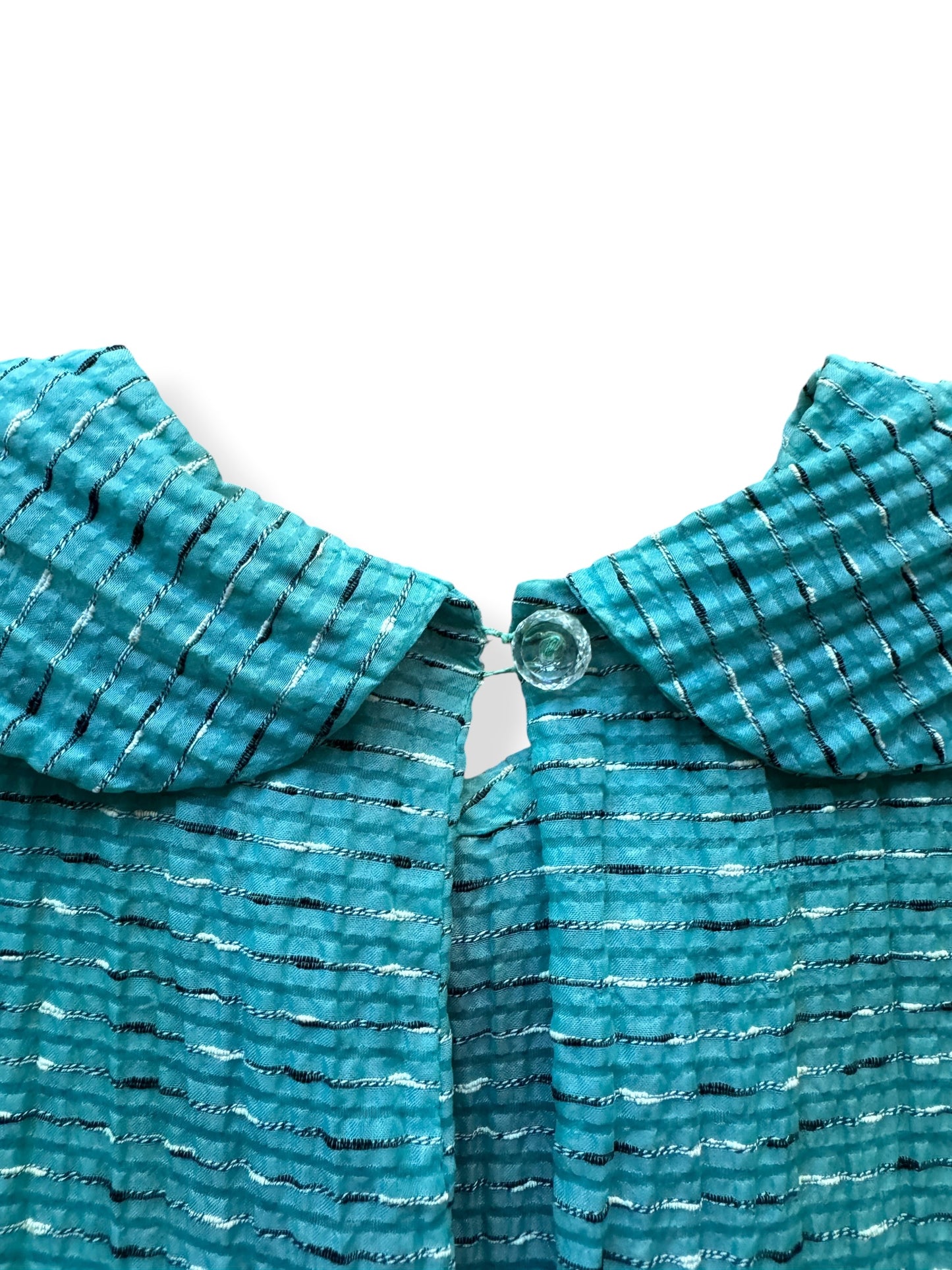 Button on Vintage Turquoise Nylon Dress SZ S/M - AS IS