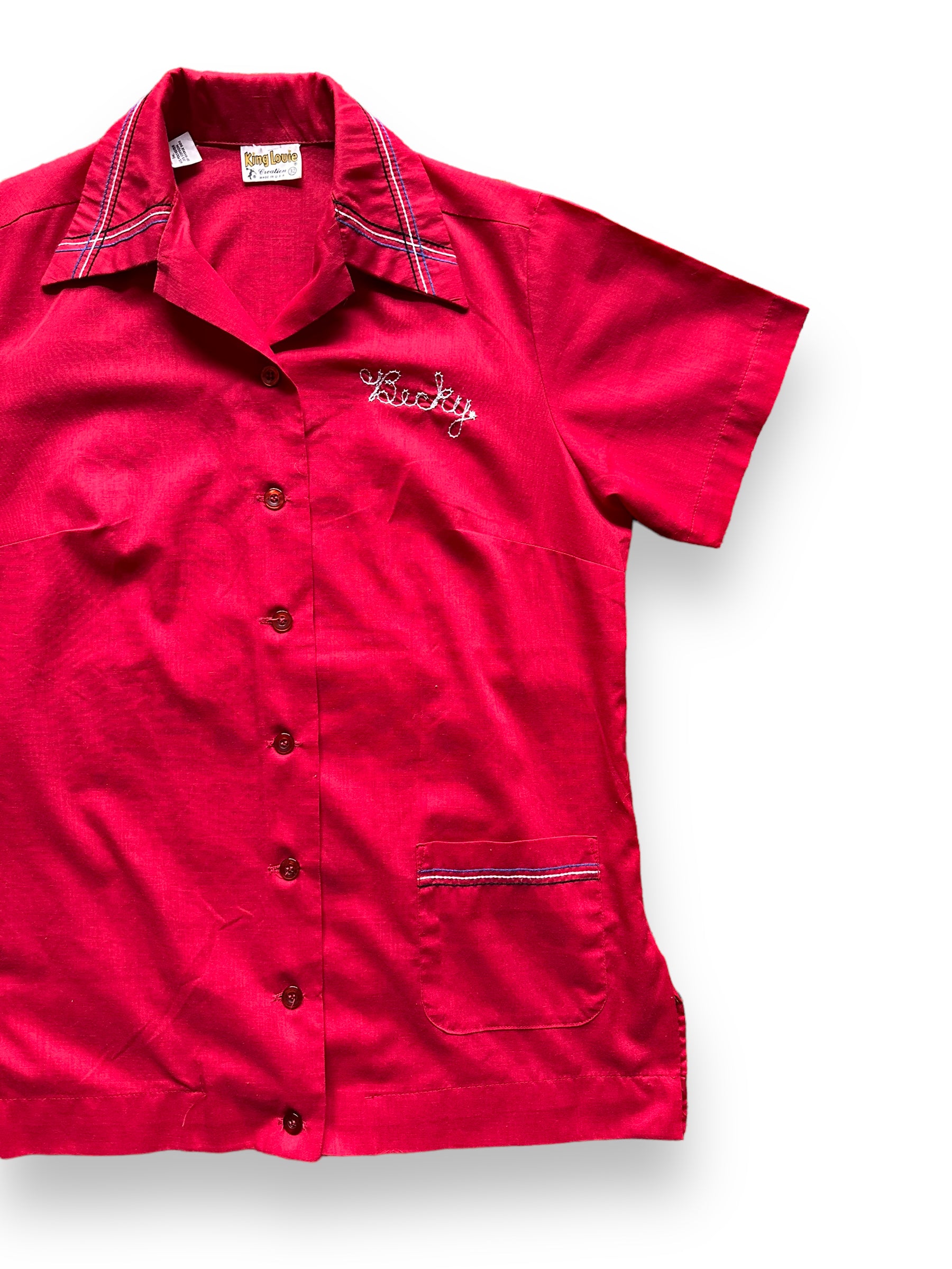 front left of Vintage US Environmental Systems Ladies Bowling Shirt SZ 32 | Vintage Bowling Shirt Seattle | Barn Owl Vintage Seattle