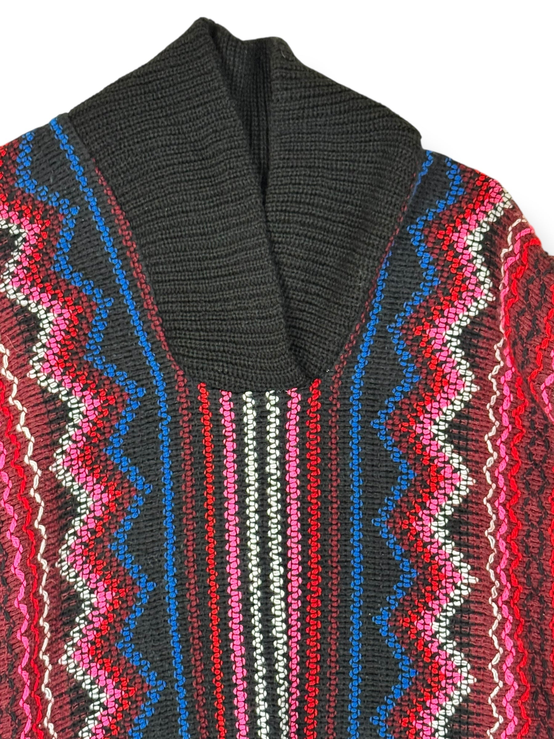 Collar of 1970s Colorful Acrylic Poncho L
