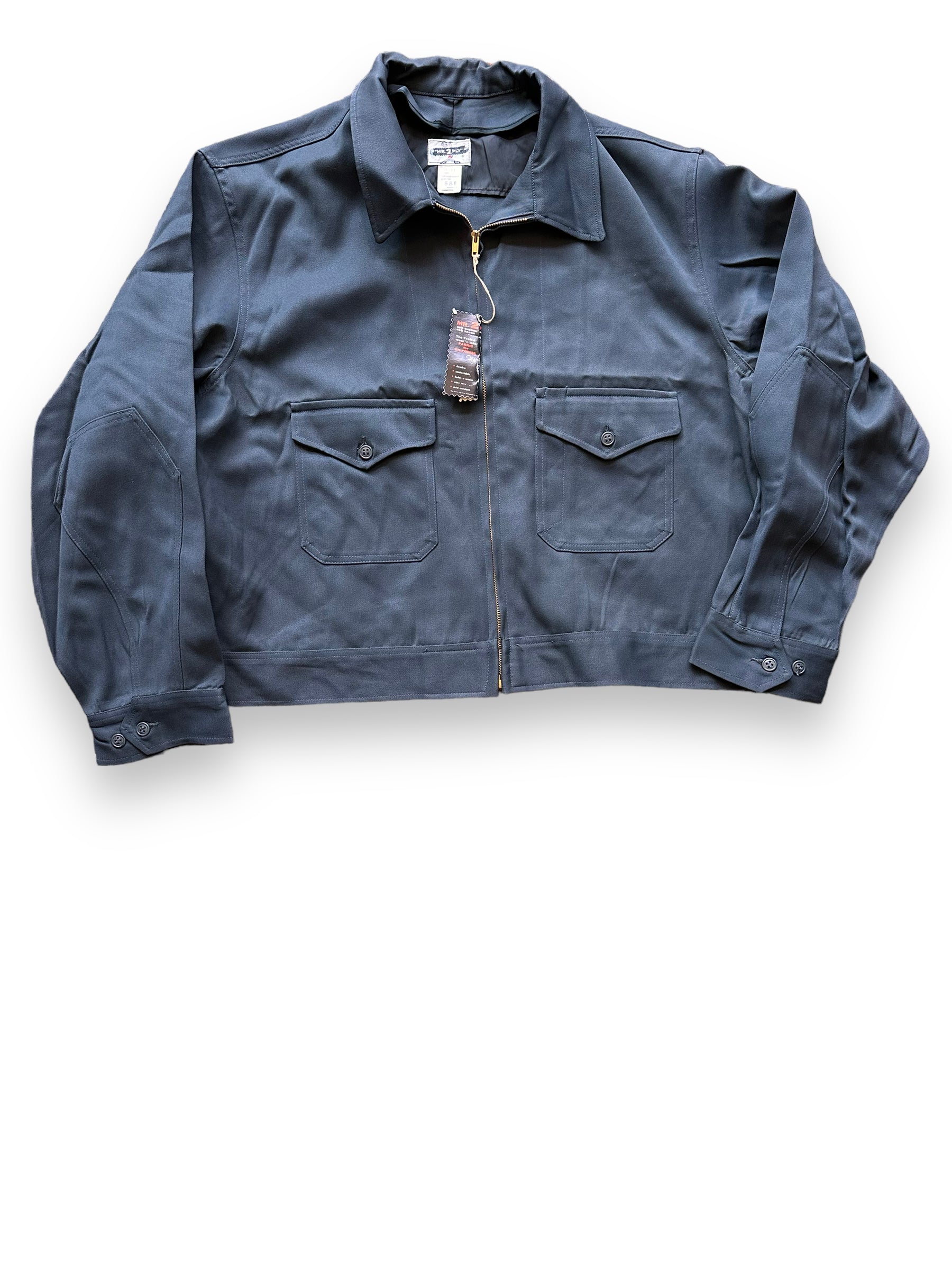 Front View of Vintage NOS Mr 2-Ply Slate Grey Gas Station Jacket SZ 58 | Vintage Workwear Jacket Seattle | Seattle Vintage Clothing