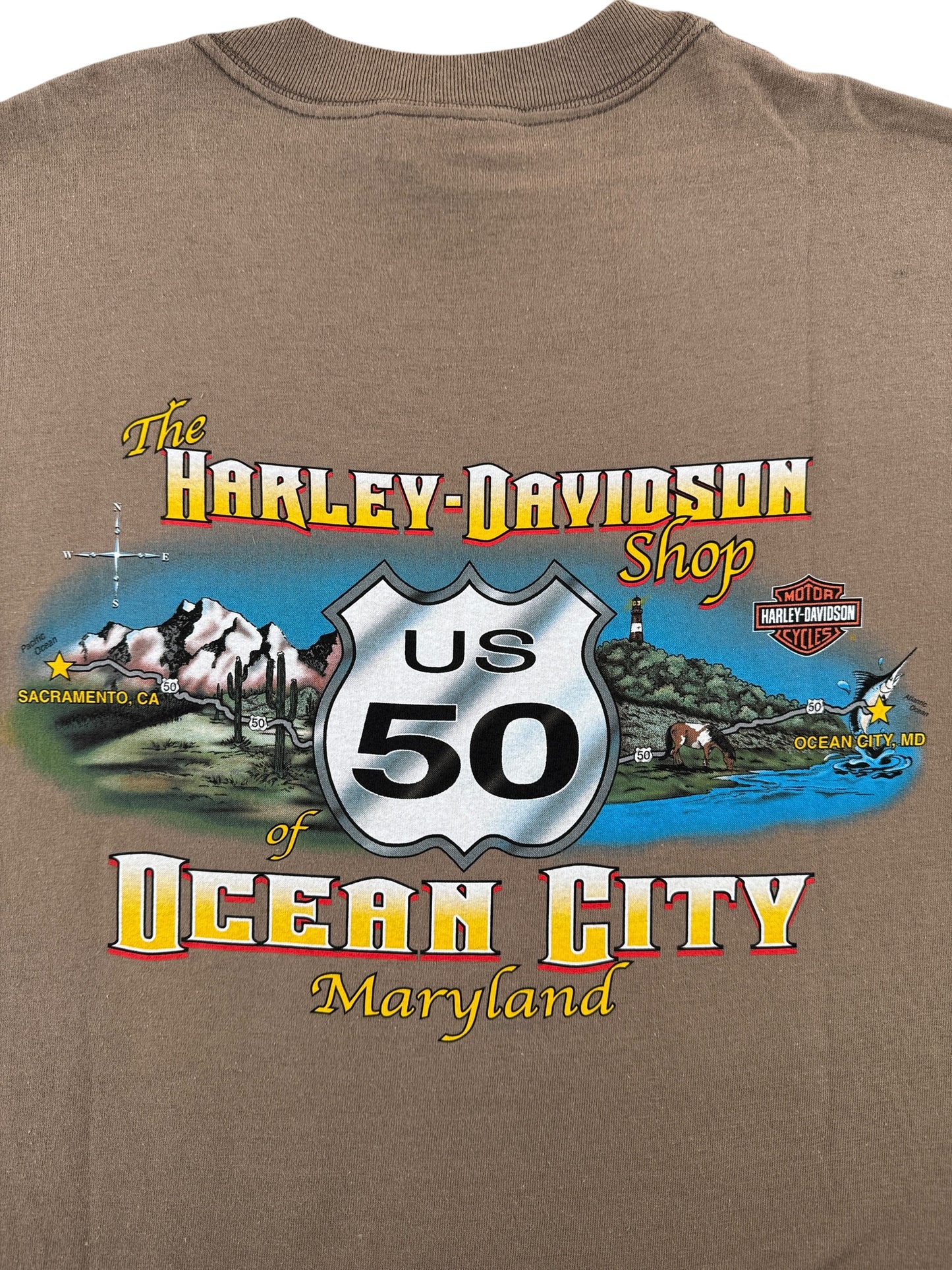 Back Graphic of Vintage Deadstock Fat Boys Rule Harley Ocean City MD Tee SZ XL