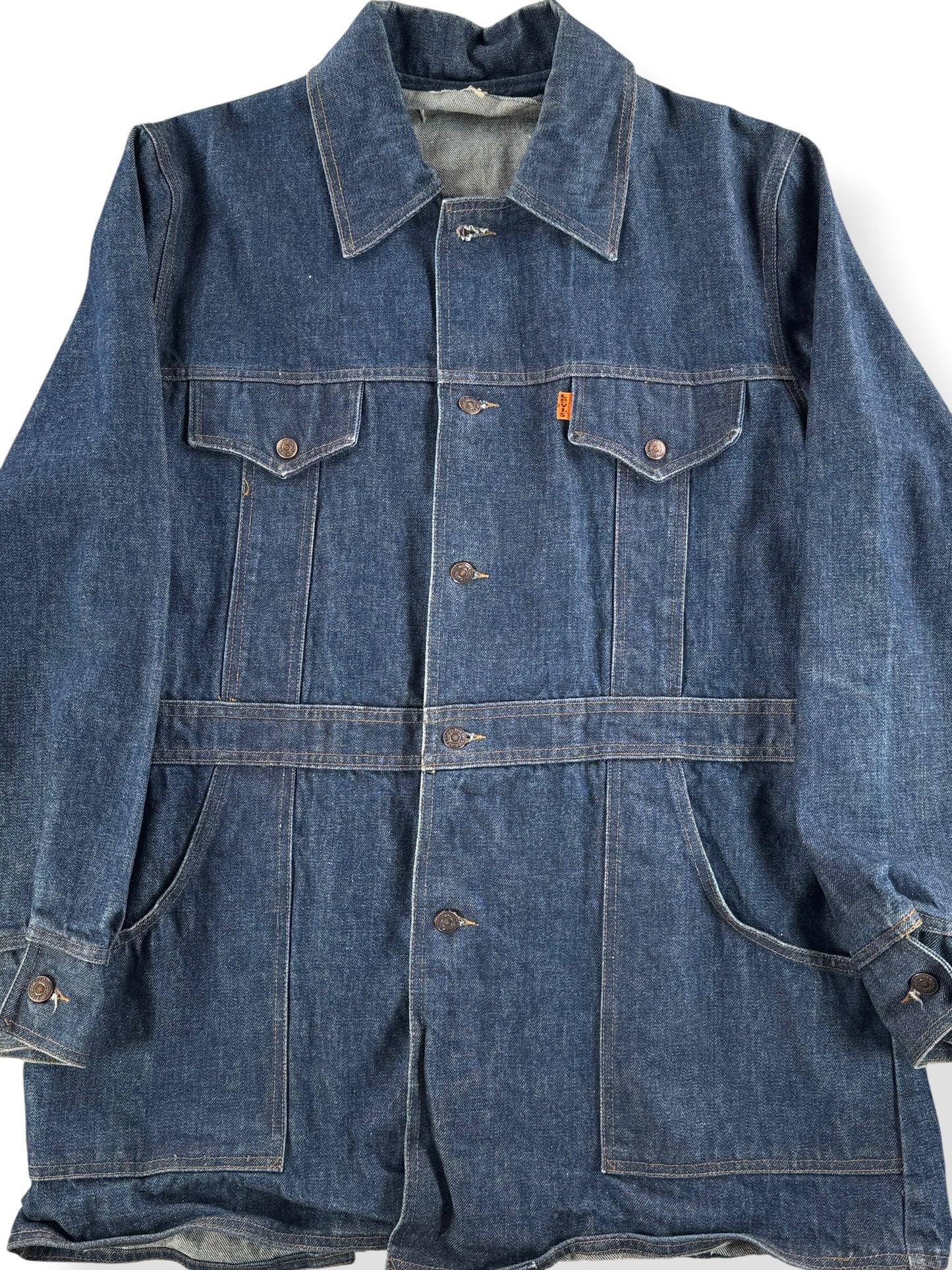 Front Close Up of Vintage Levi's Orange Tab Boho Jacket SZ XL