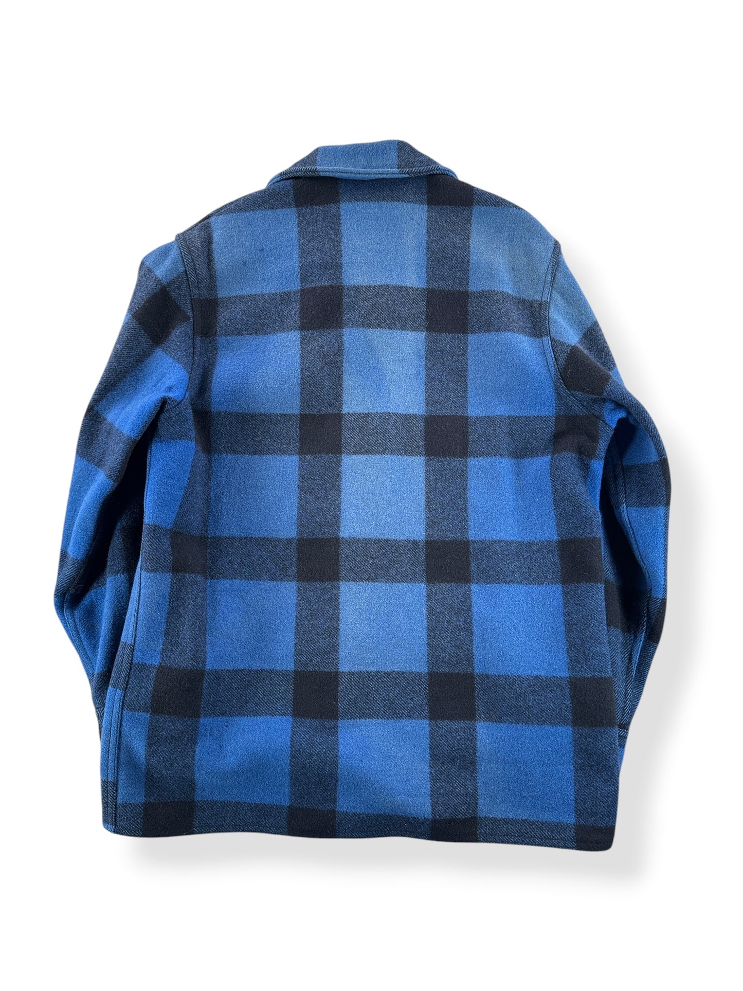 Back of Vintage Cobalt Blue Filson Hunting Mackinaw Jacket SZ L
