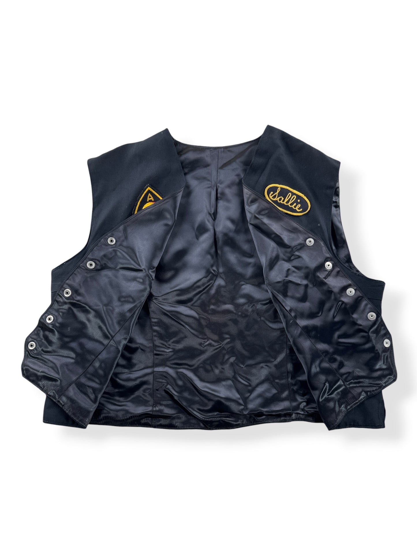 Inside of Vintage Hummingbirds "Sallie" Motorcycle Club Member Vest SZ M