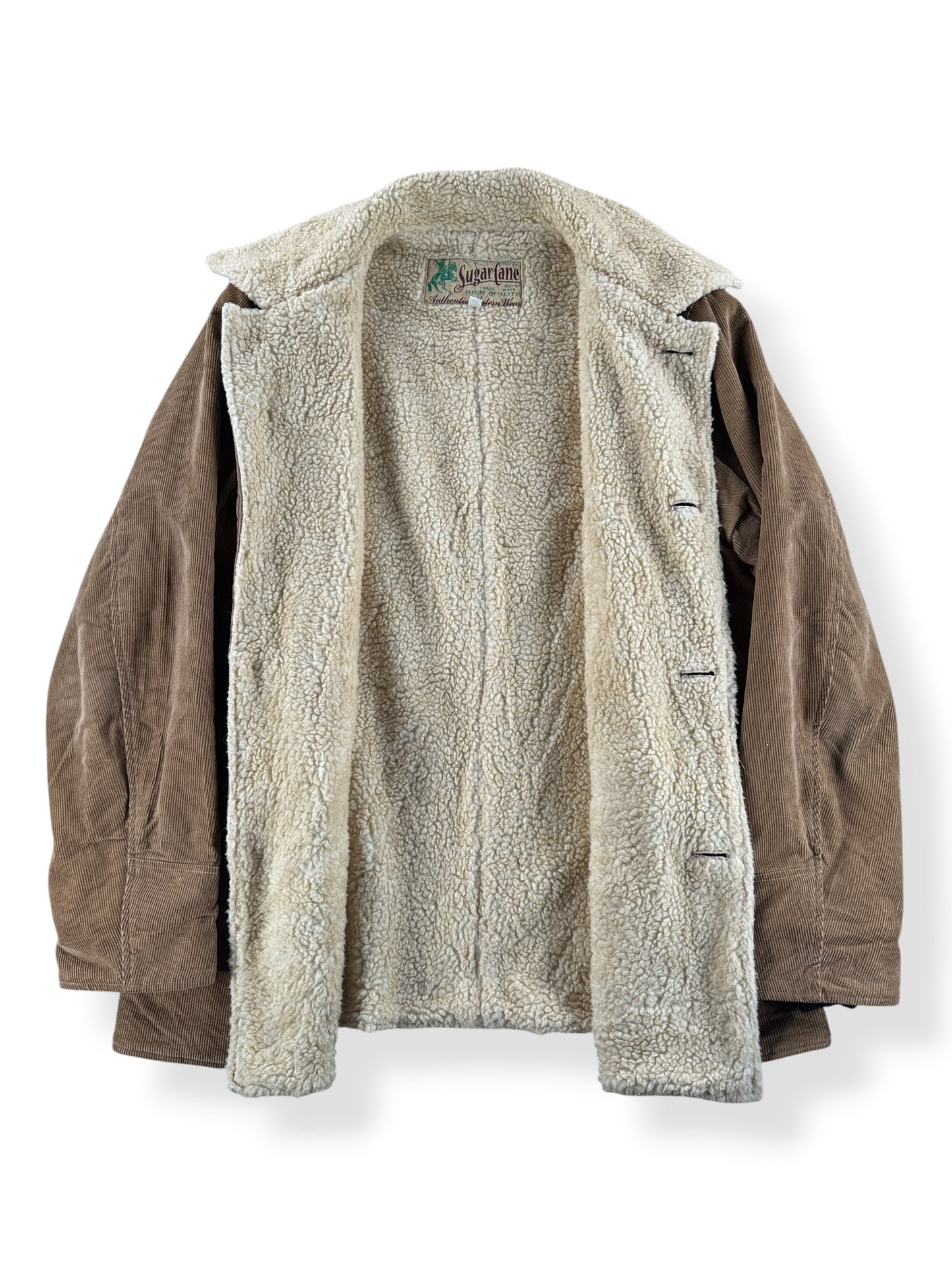 Inside of Repro Sugar Cane Corduroy Sherpa Lined Coat SZ L