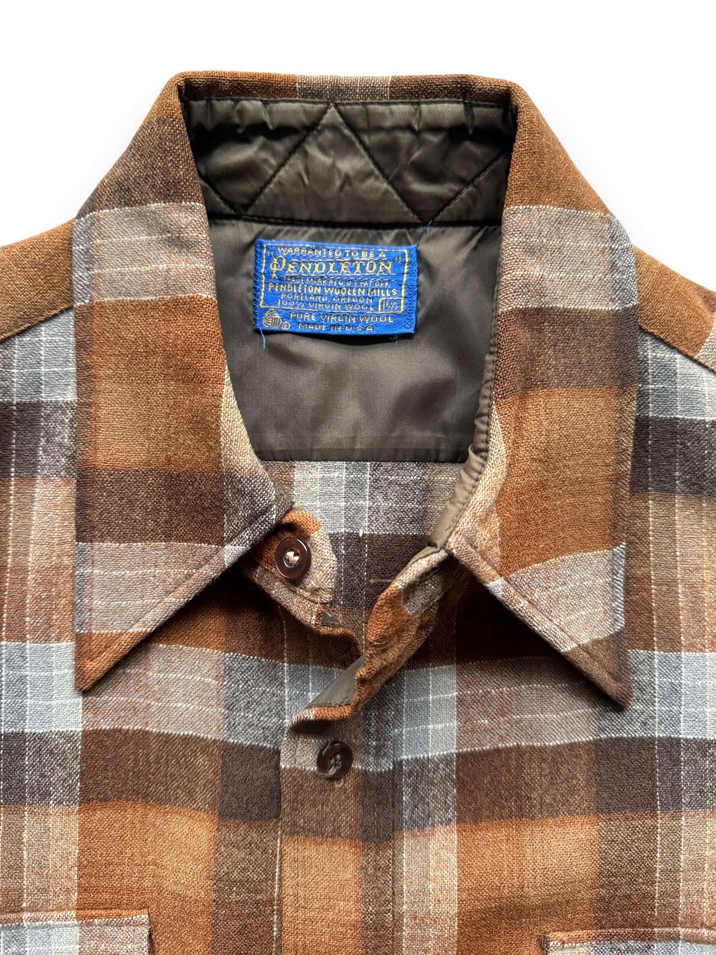 tag on Vintage Pendleton Earthtone Flannel SZ 15 (M)