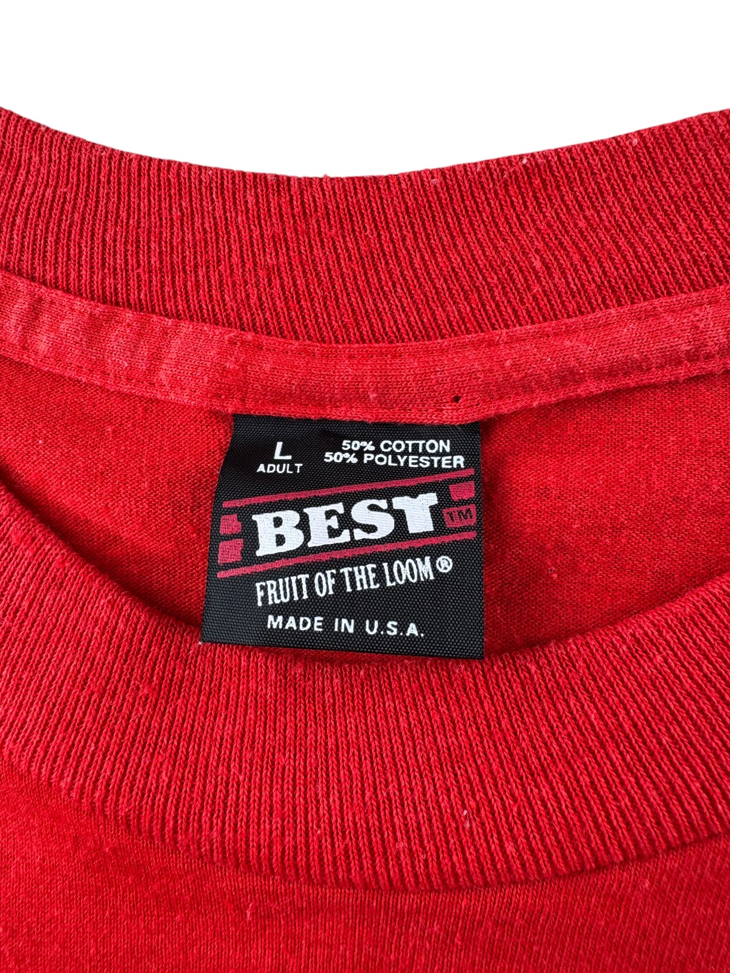 Tag on Vintage Red 1990 First Nations Orca Tee SZ L