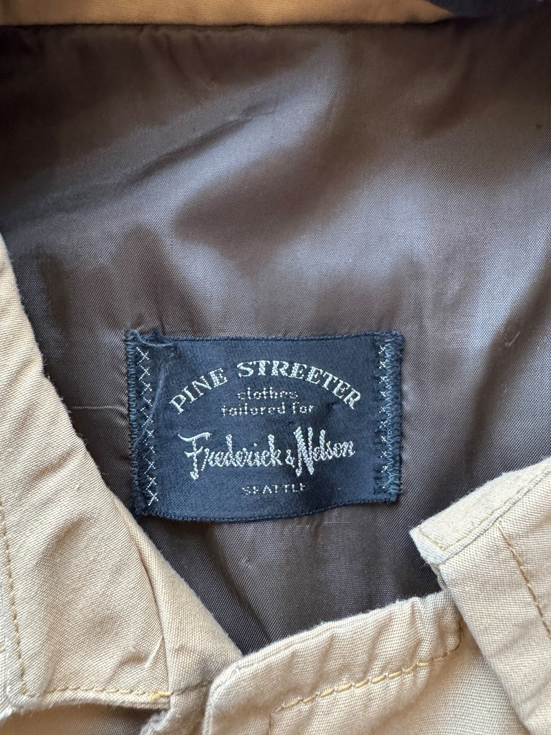 Label on Vintage 70s Frederick And Nelson Trench Coat SZ L