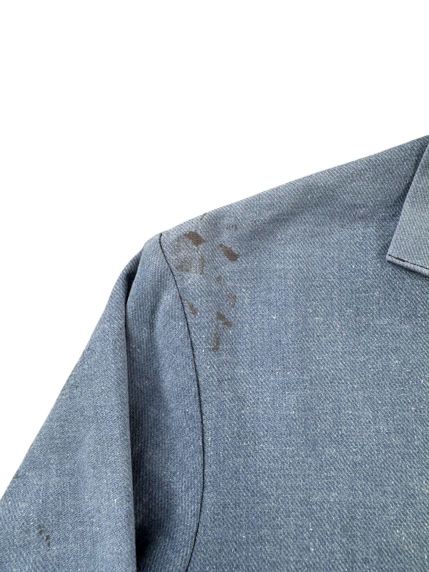 Staining on Vintage Faded French Chore Coat SZ L