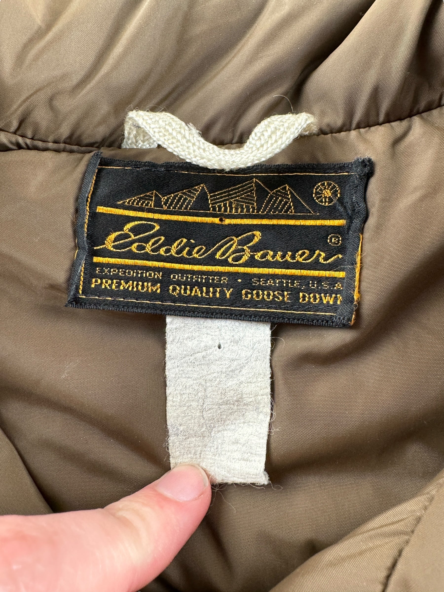 Tag on Vintage Eddie Bauer Down Parka SZ XL AS IS