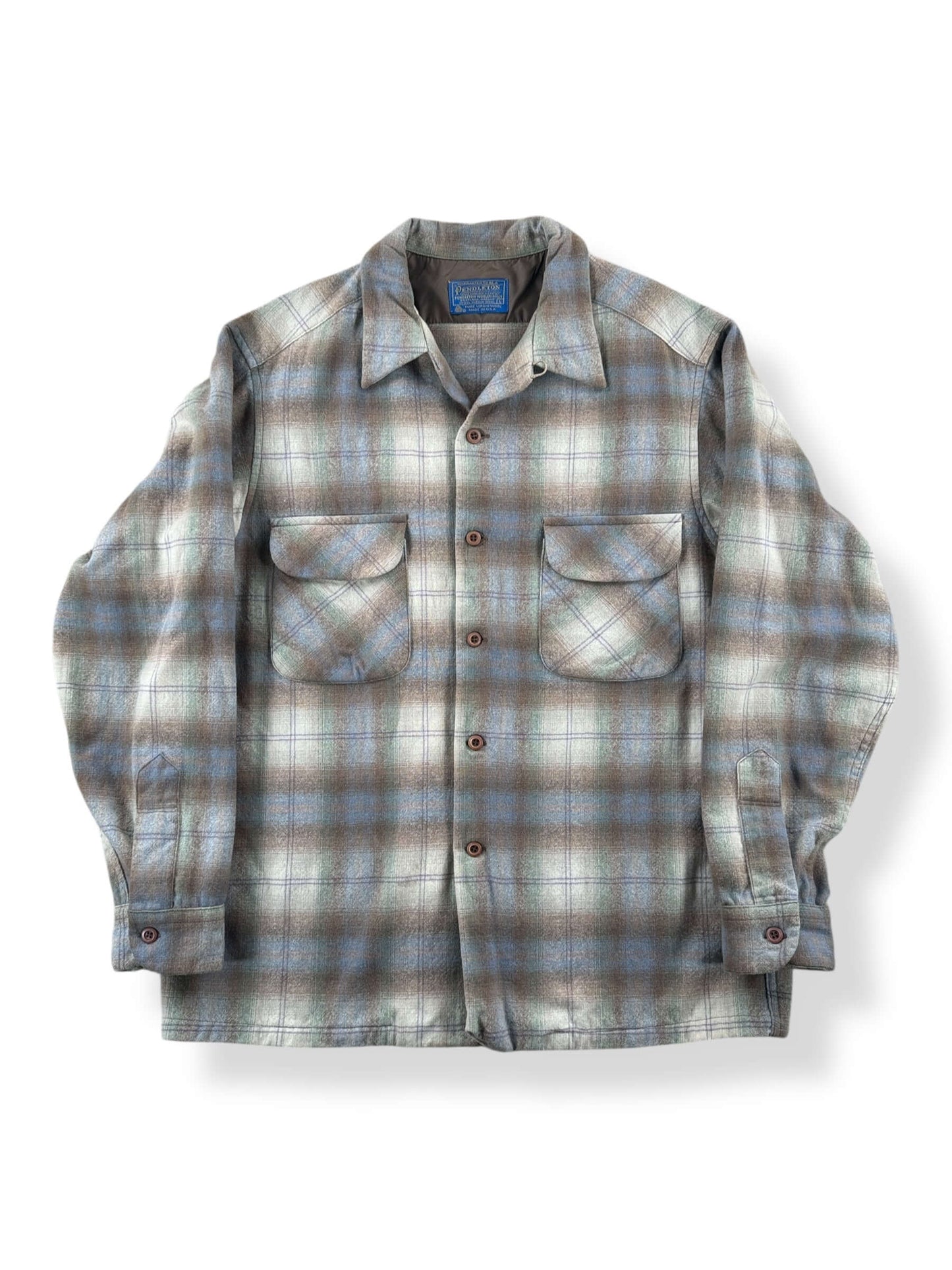 Front of Vintage Pendleton Shadow Plaid Board Shirt SZ L