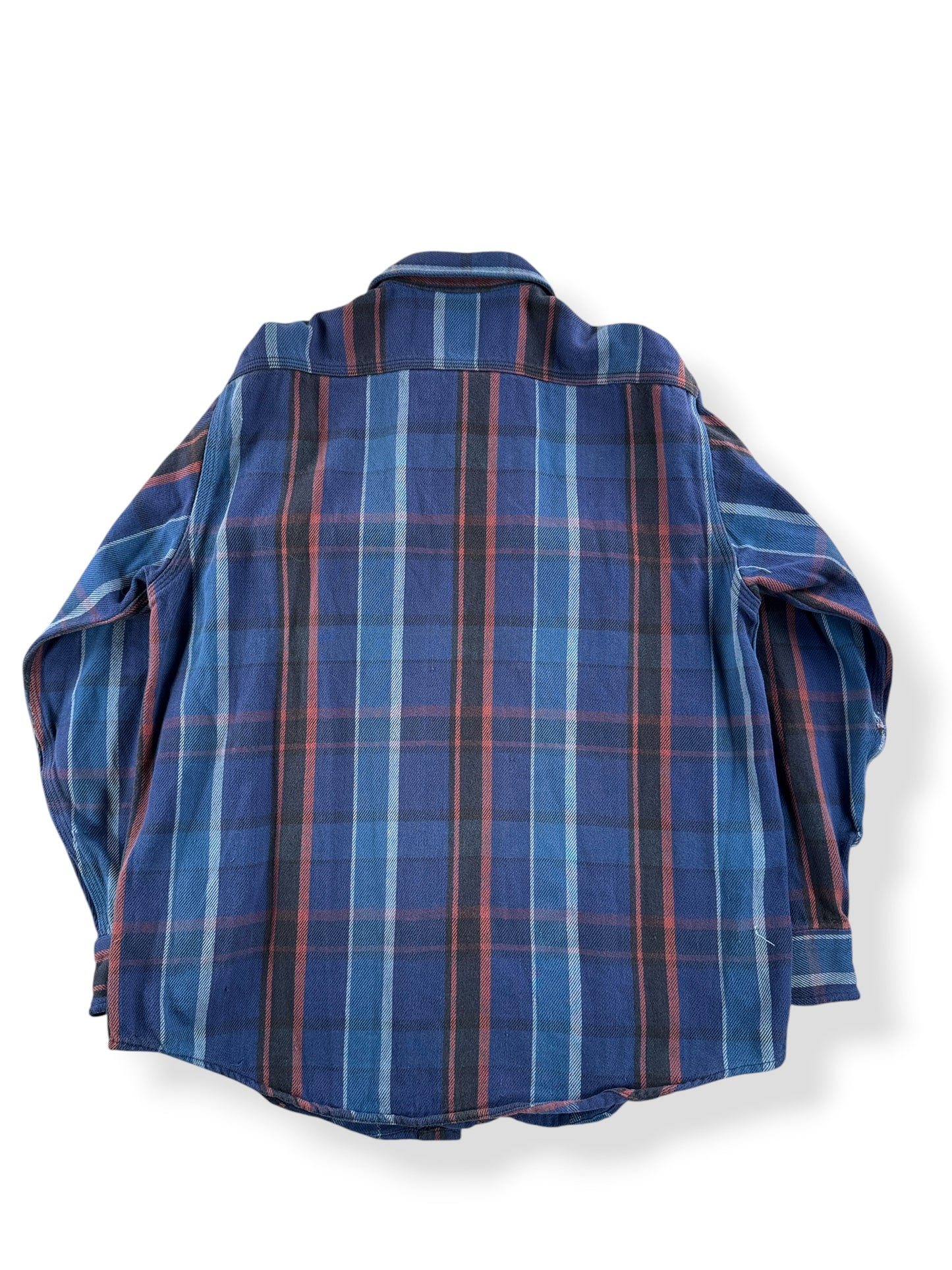 Back of Vintage Carhartt Navy Blue Cotton Flannel SZ XL