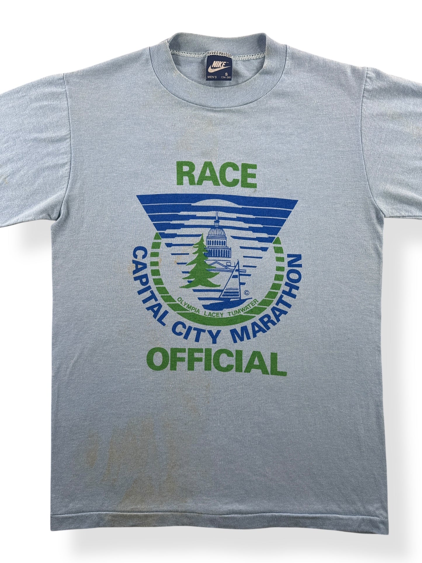 Front Close Up of Vintage Nike Race Official Capital City Tee SZ S