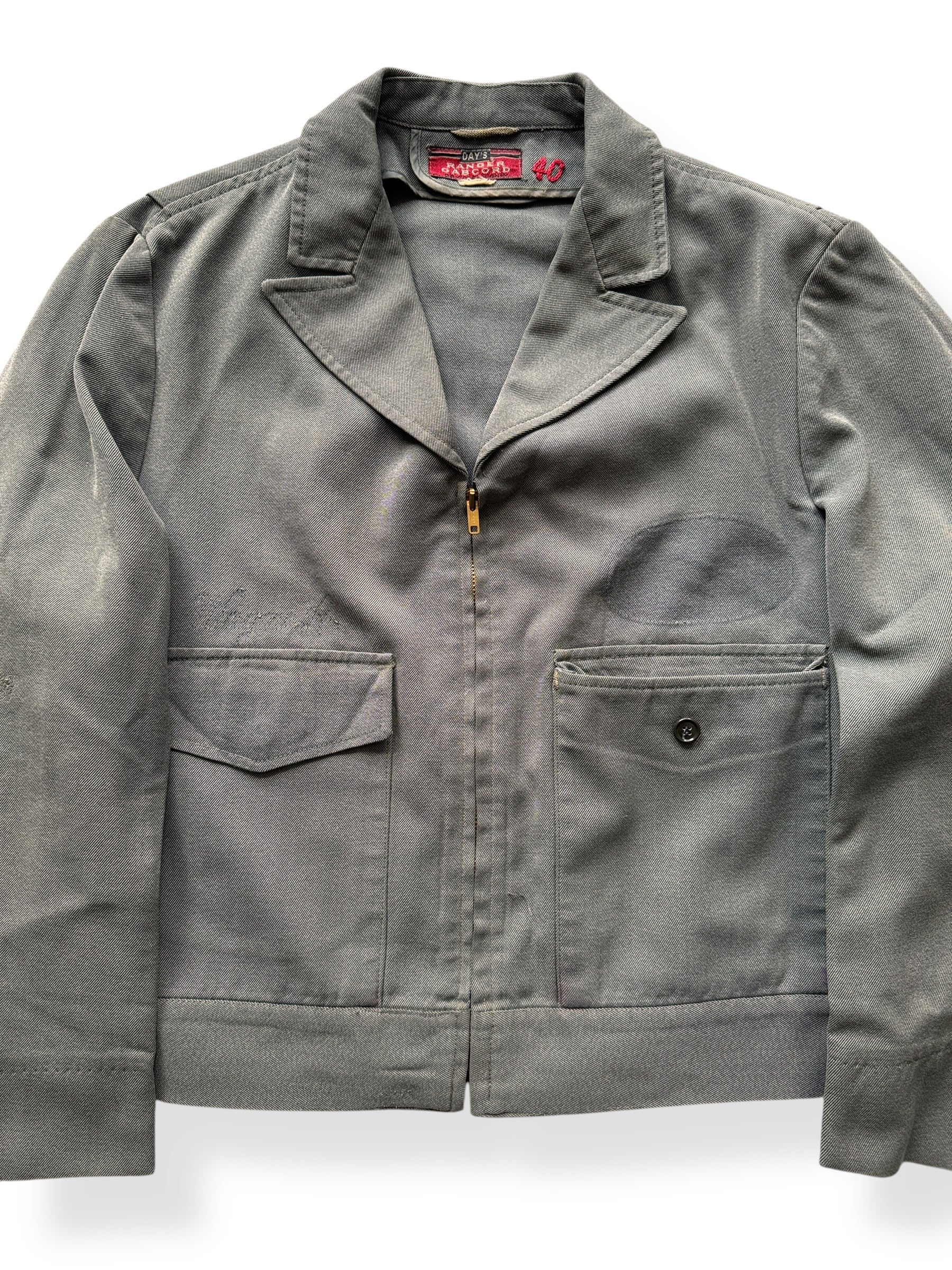Front Close Up of Vintage Days Ranger Gabcord Gabardine Work Jacket SZ 40